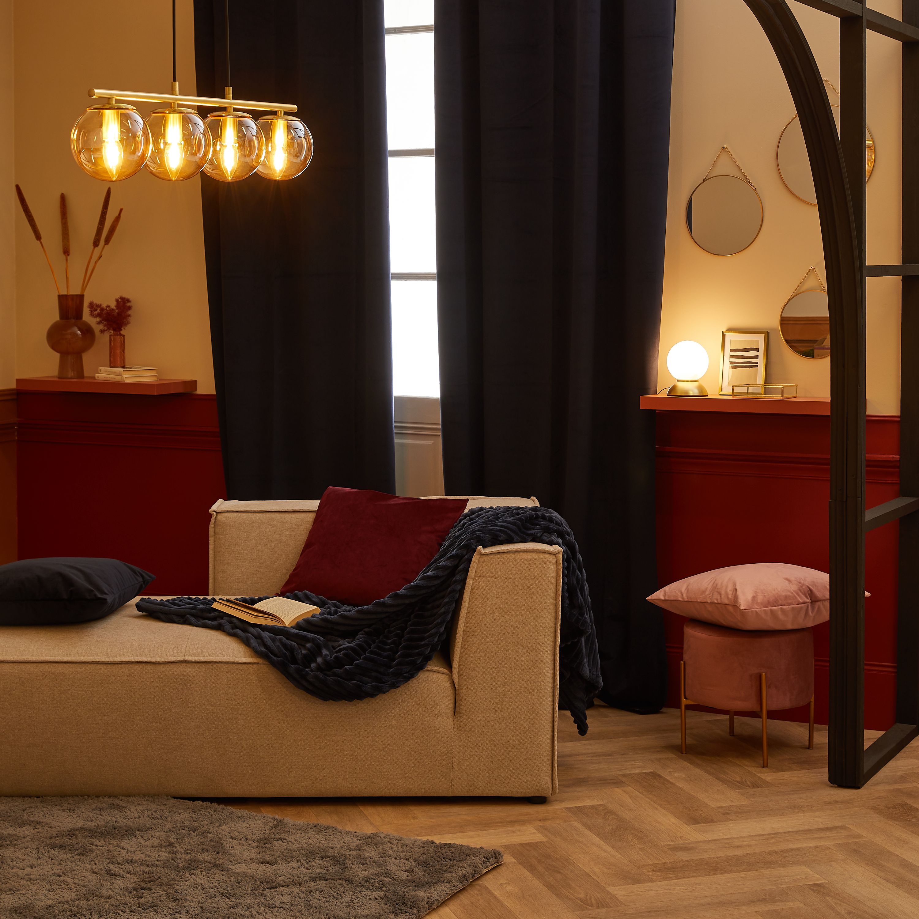 Set de 3 espejos enmarcado de pared redondo Round metal aluminio dorado mate INSPIRE de 29 cm de diámetro - 8