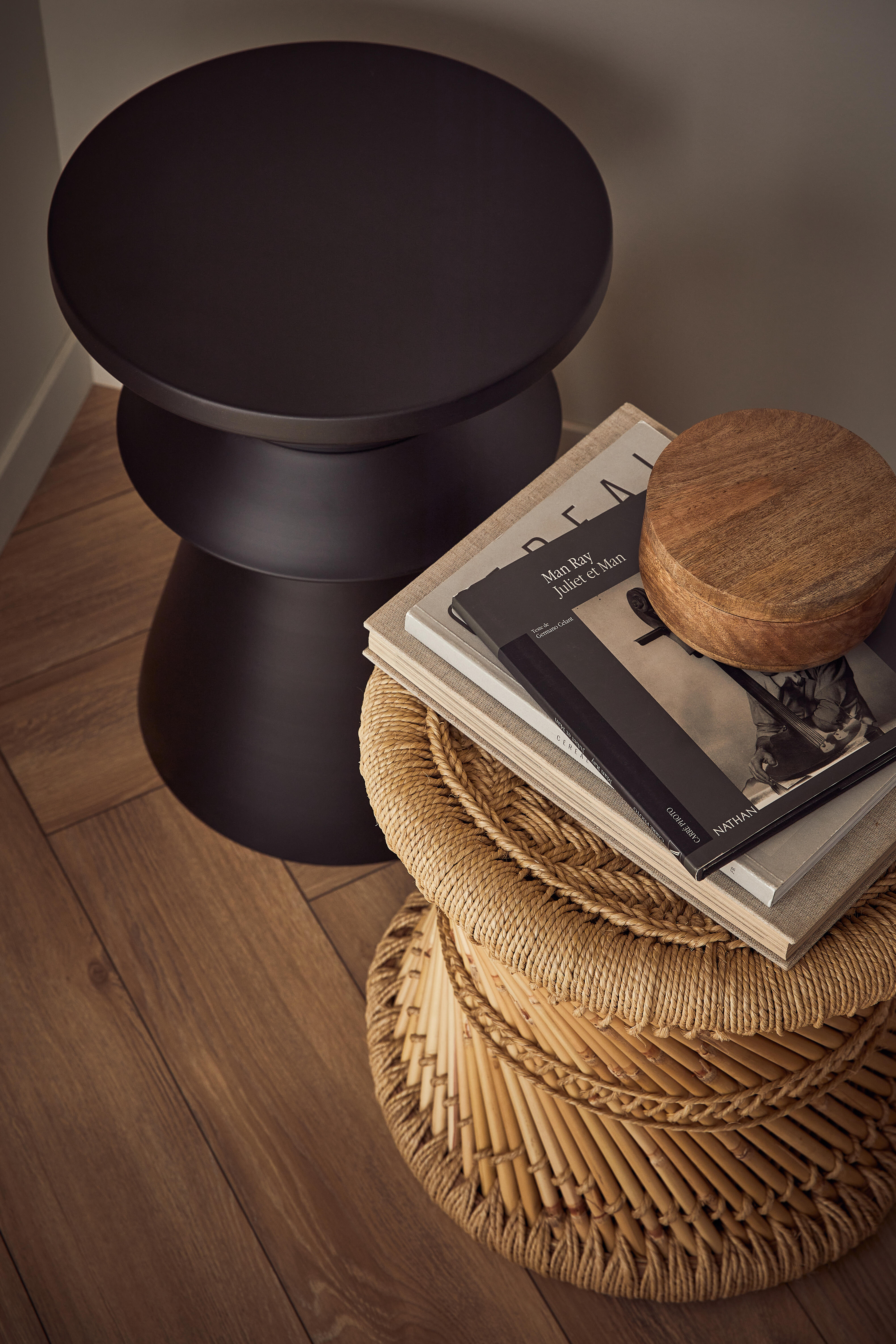 Table d'appoint, noir x l.36 , diam.36 cm - 3