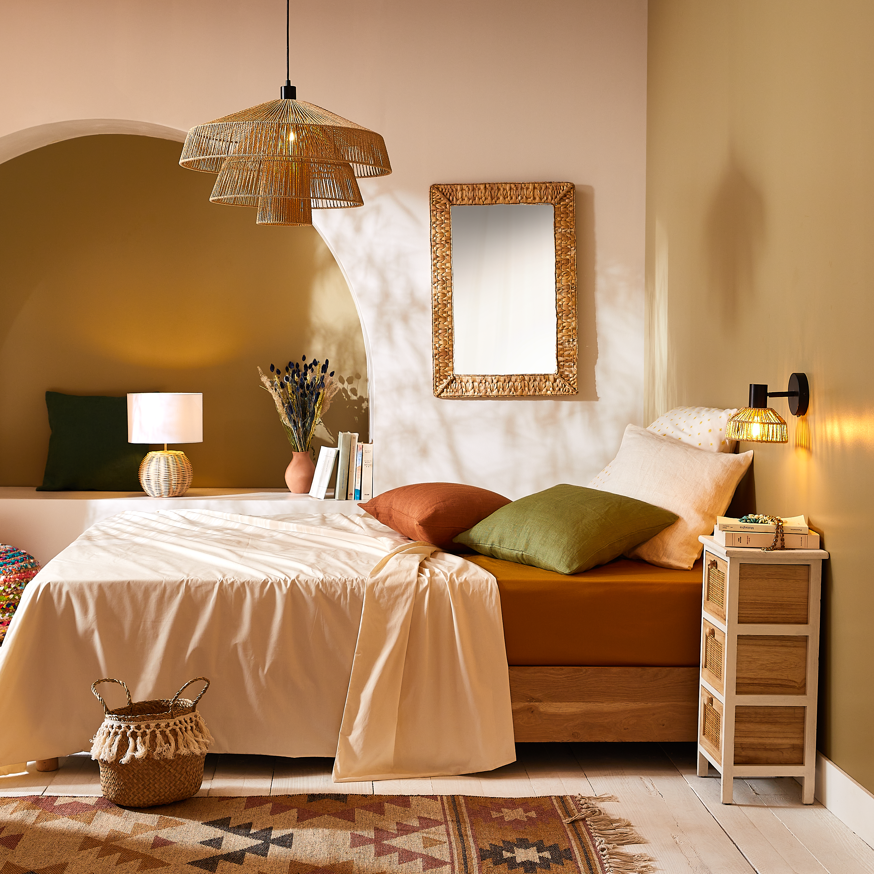 Espejo enmarcado de pared rectangular Jacinte mimbre beige mate INSPIRE de 54 x 78 cm - 10