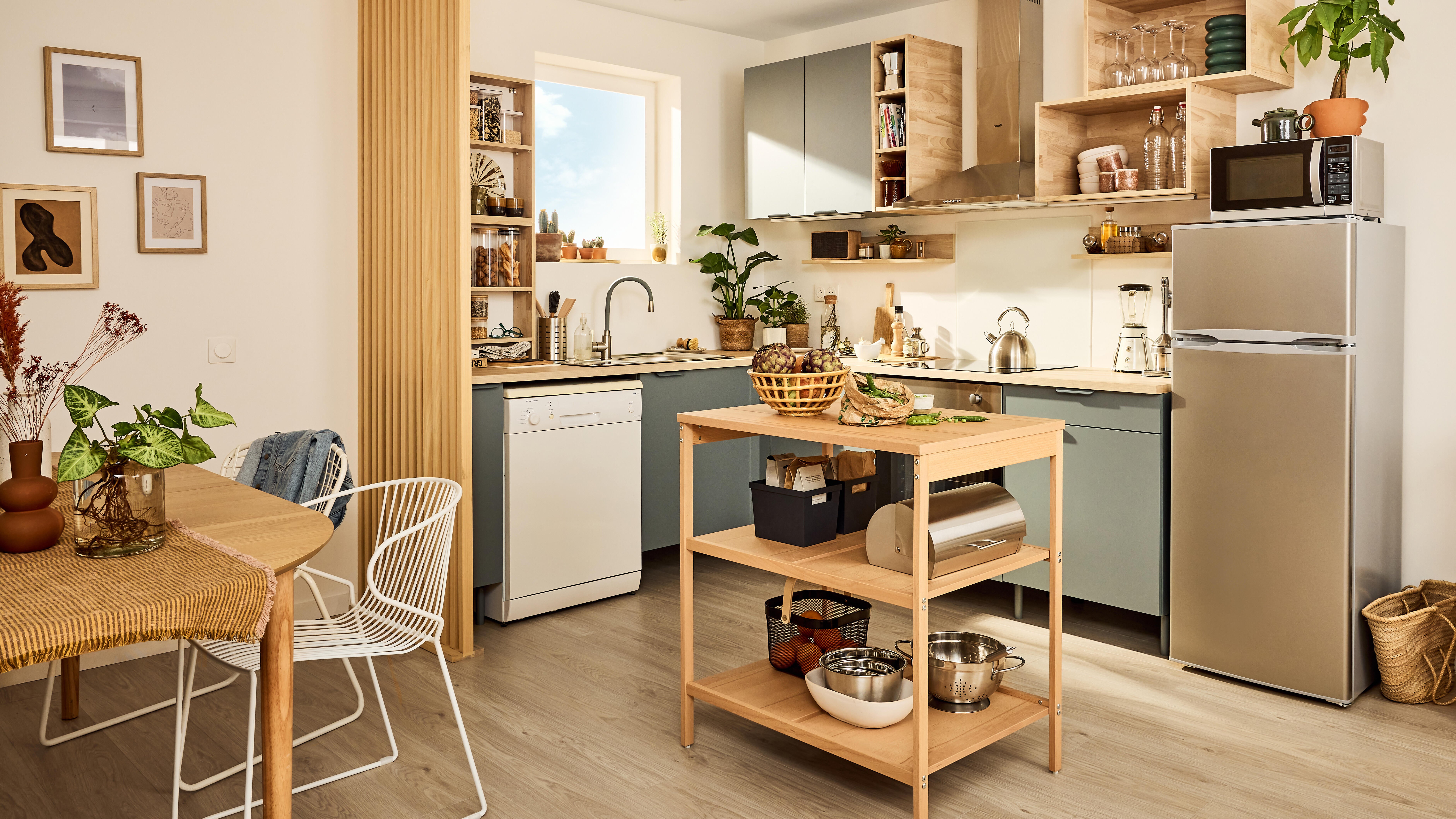 Mueble bajo de cocina Eleki Gris 1 cajón + 1 puerta H 87.1 x L 60 cm - 4