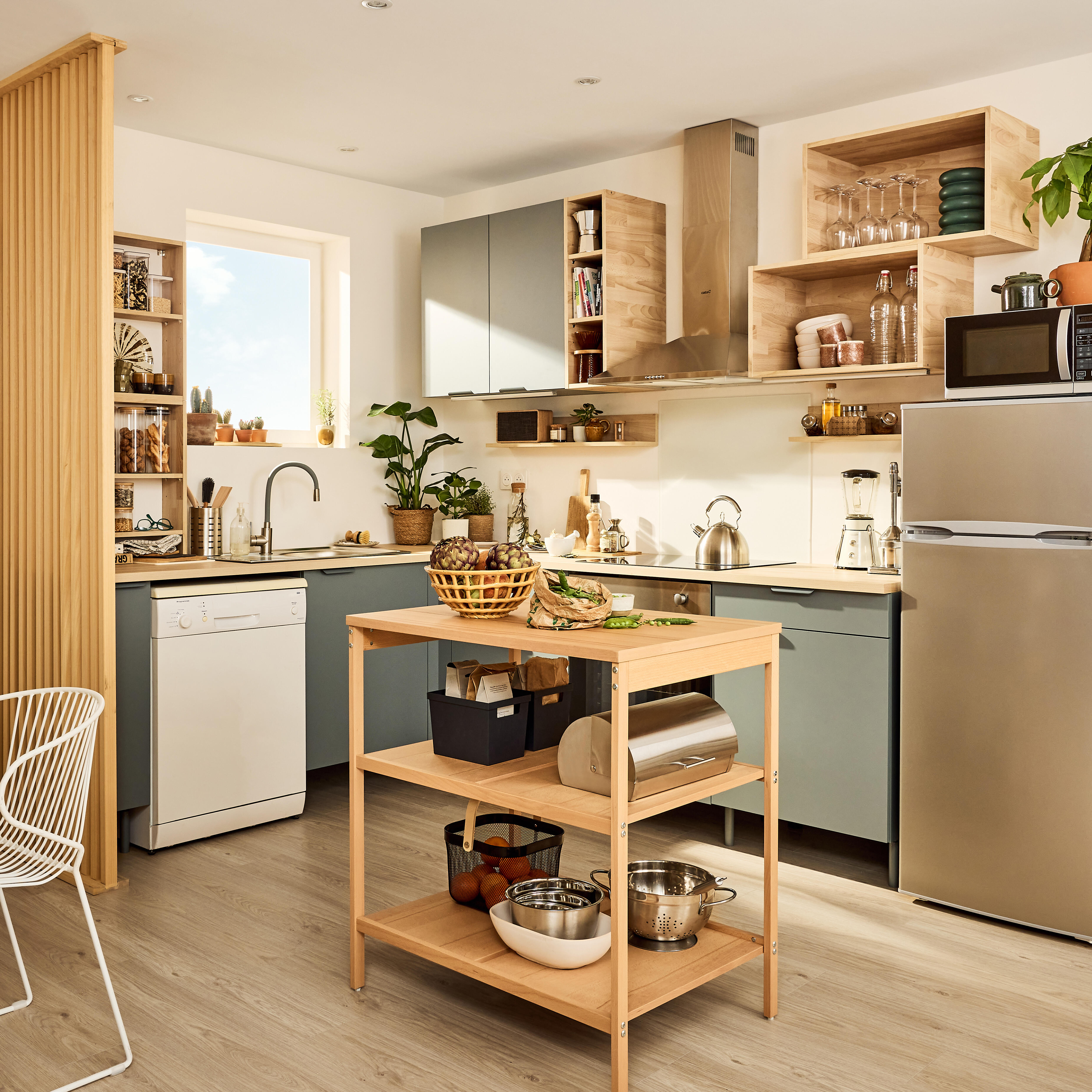 Mueble bajo horno de cocina Eleki gris H 87.1 x L 60 cm - 4