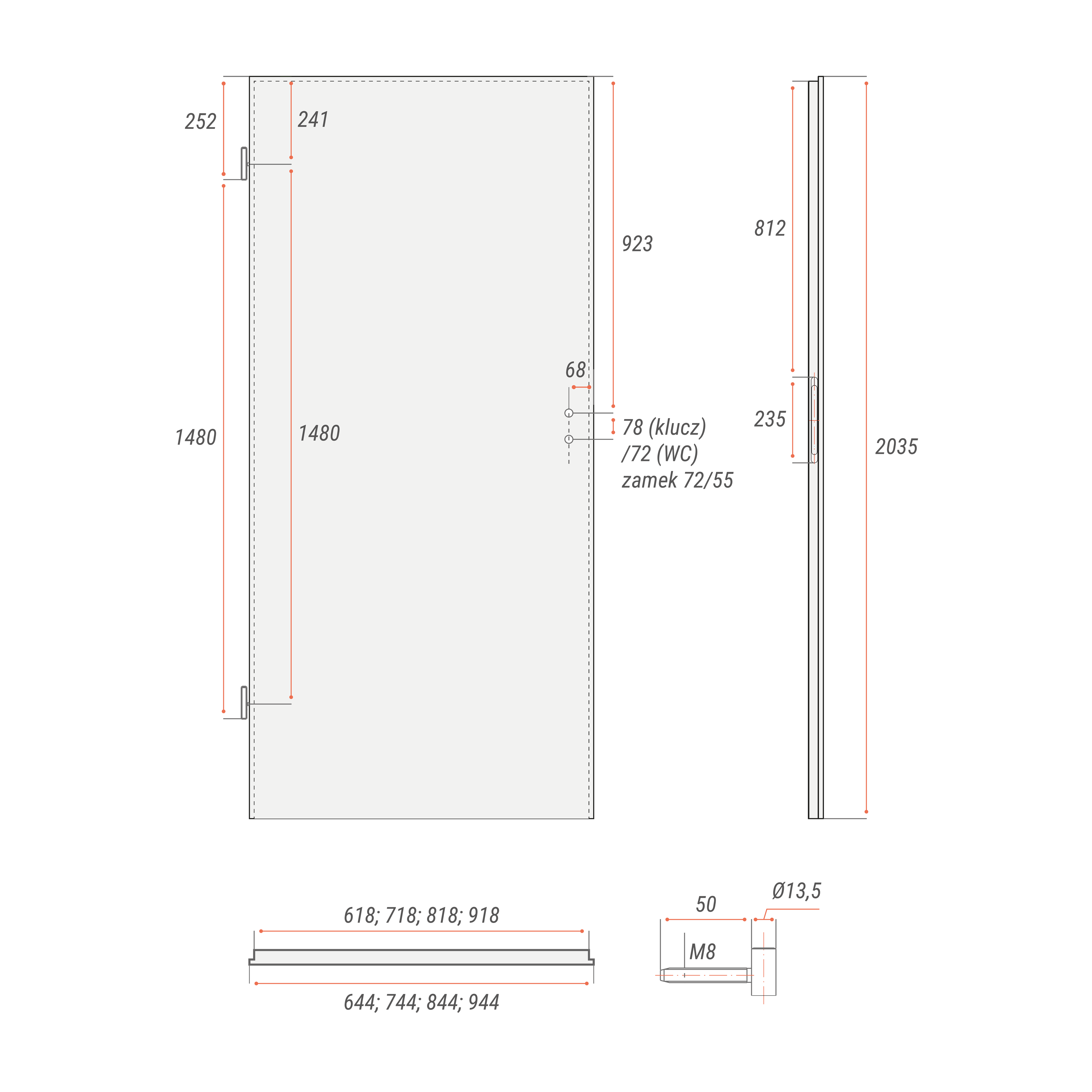 Drzwi wewnętrzne łazienkowe Lea Bis dąb bursztynowy 60 lewe Classen - 4