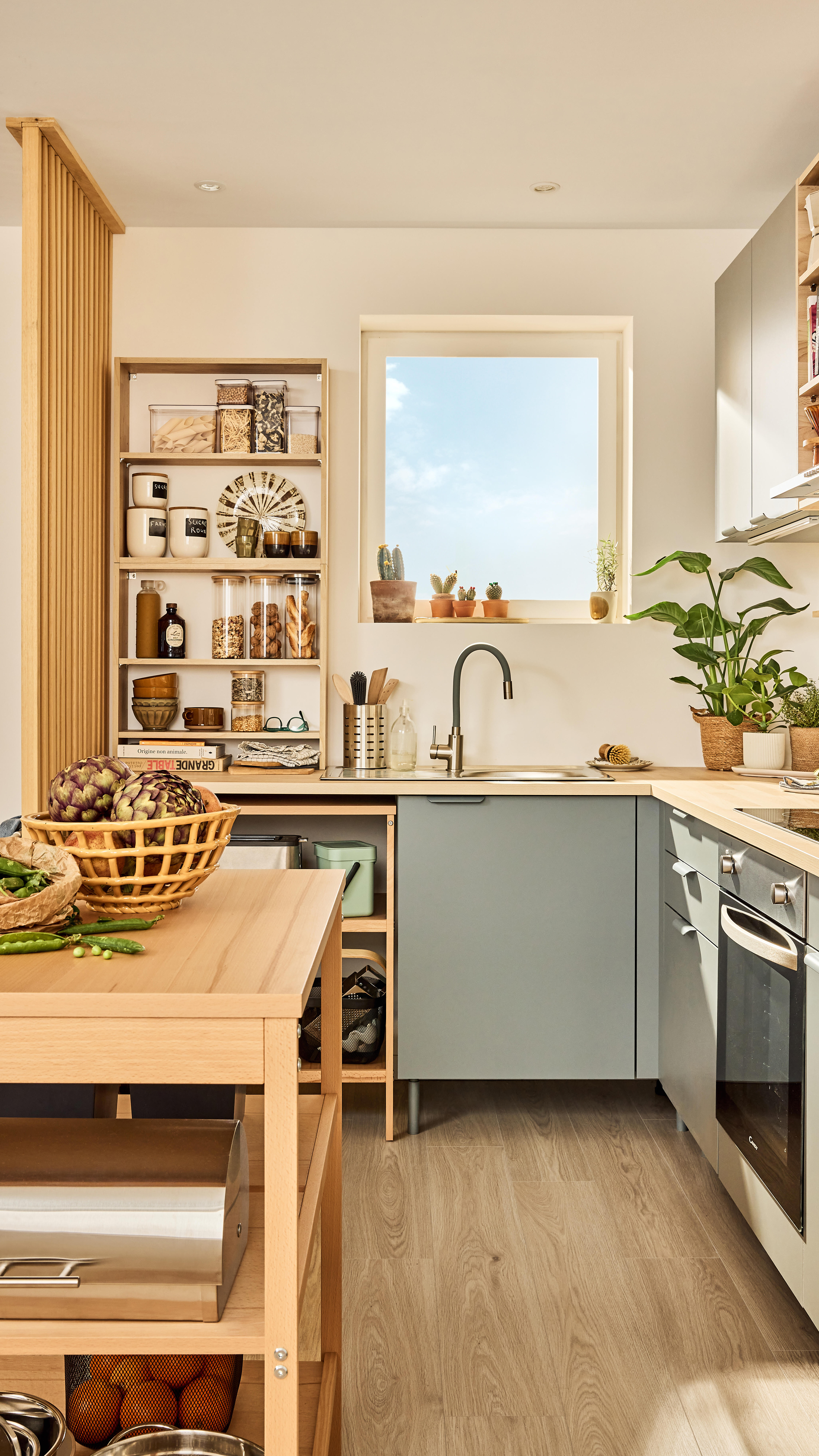 Mueble bajo de rincon de cocina Eleki Gris 1 puerta H 87.1 x L 60 cm - 4