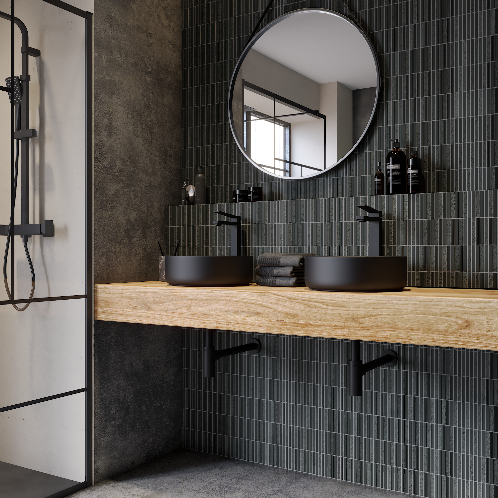 Syfon umywalki bez spustu prosty czarny EQUATION - 3