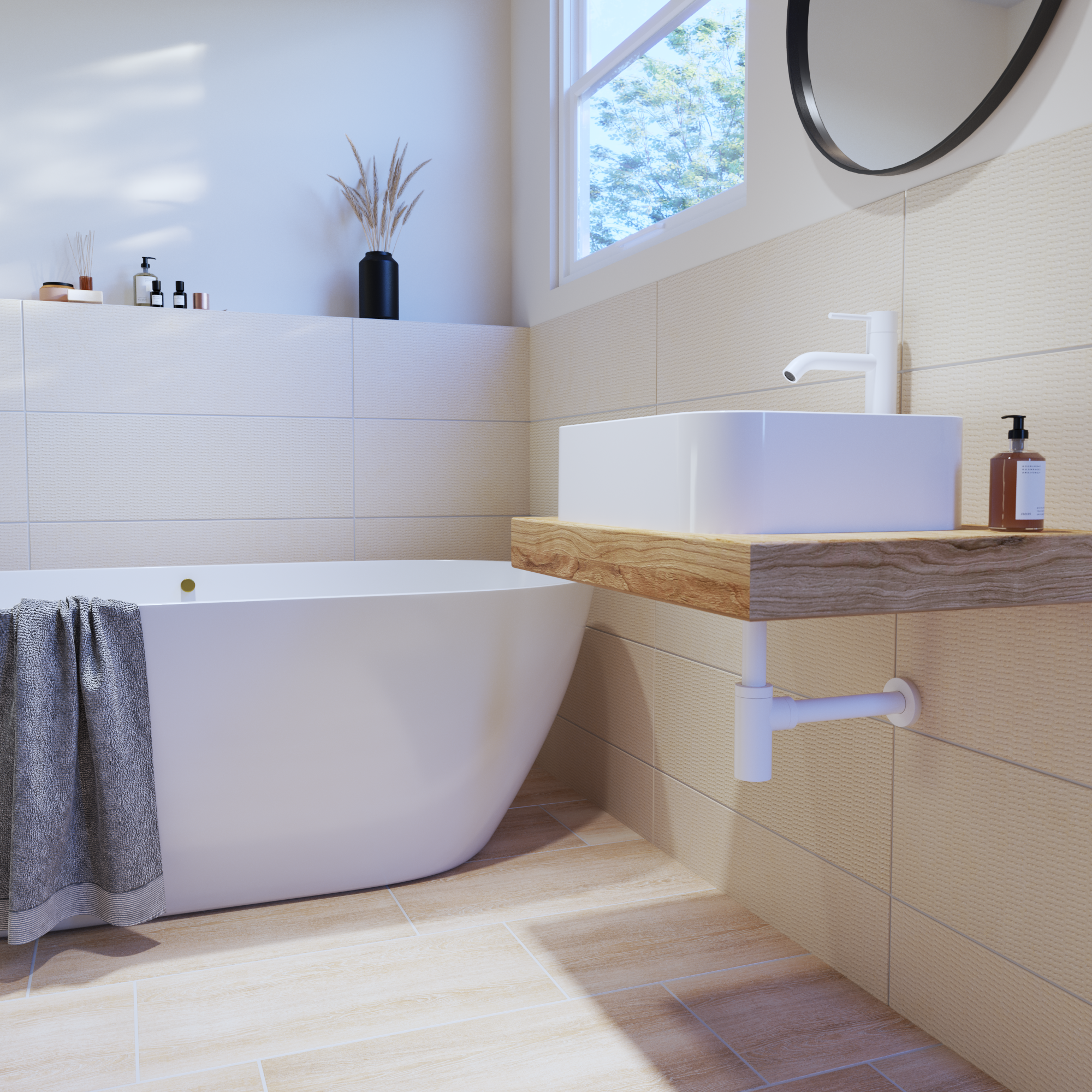 Bonde clic-clac / avec trop-plein pour lavabo, blanc, Diam.66 mm, EQUATION - 5