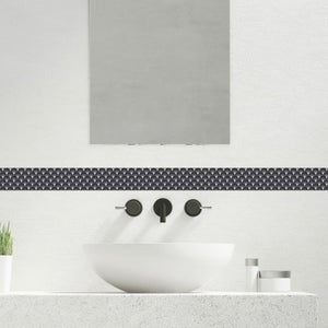 Frise Décorative Adhésive Style Carreaux De Ciment Ancien - 5cm X 300cm, Motif Noir, Fabrication Française
