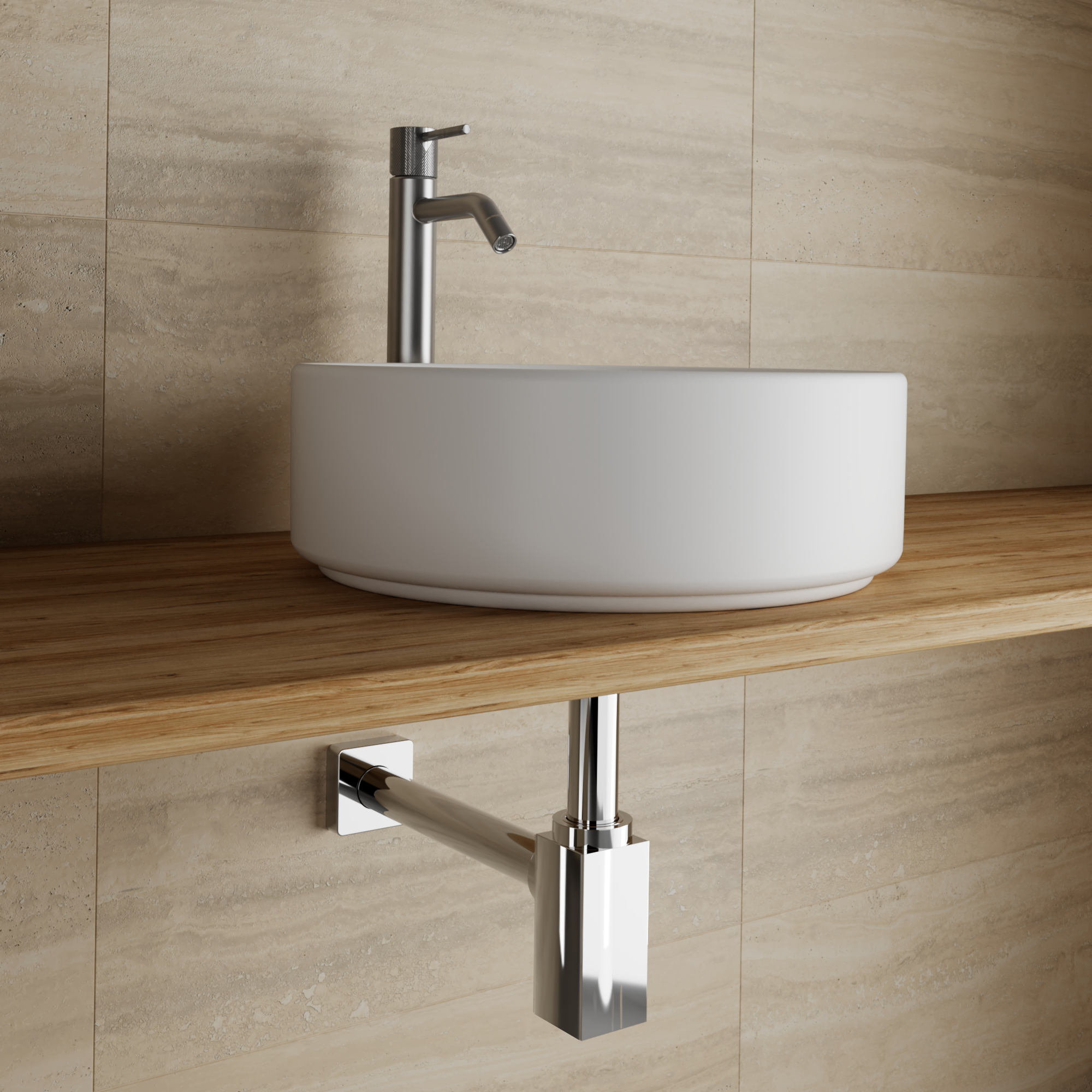 Sifón cuadrado EQUATION acero inoxidable cromado 11/4-D32 - 3