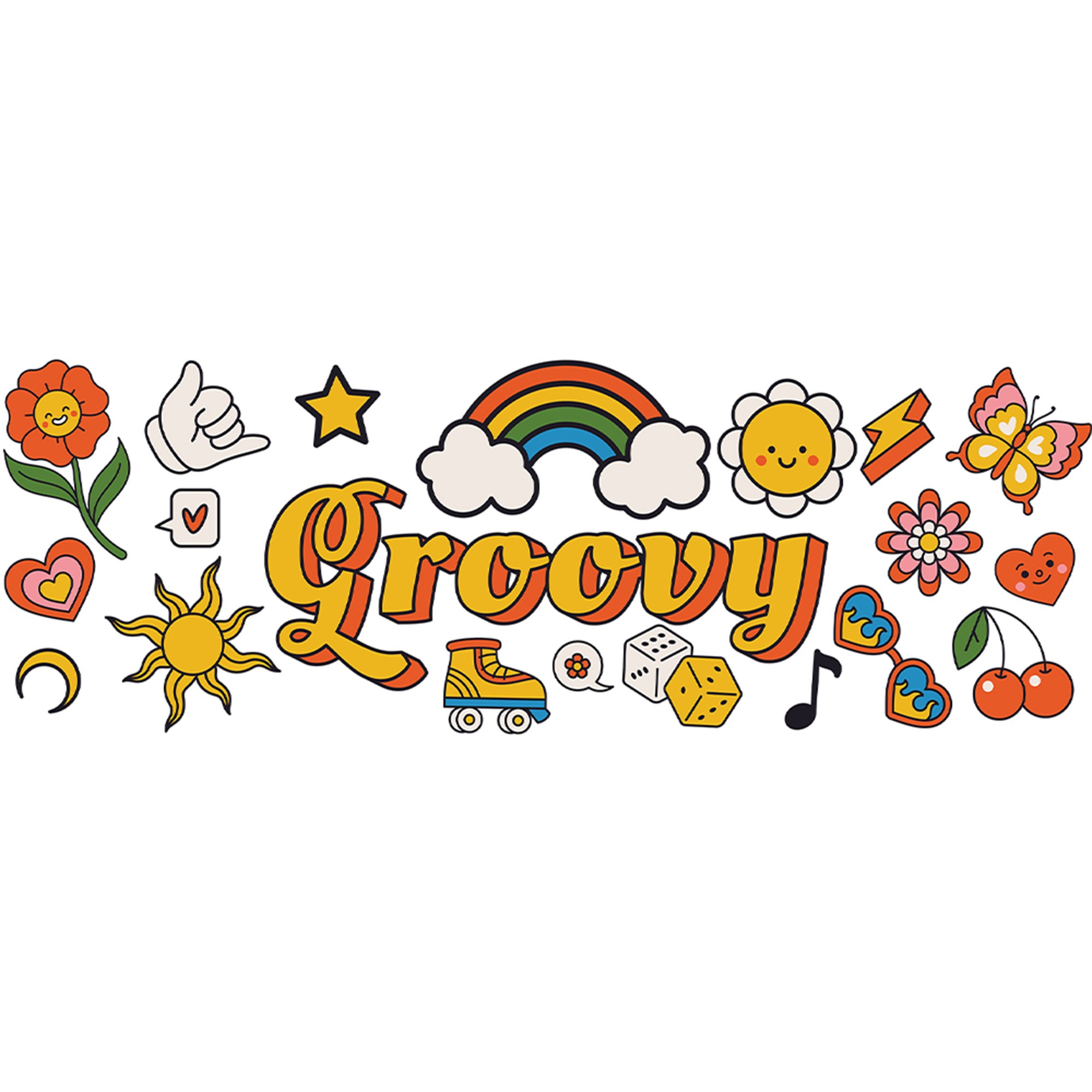 Sticker décoratif groovy, multicolore x 24 cm - 2