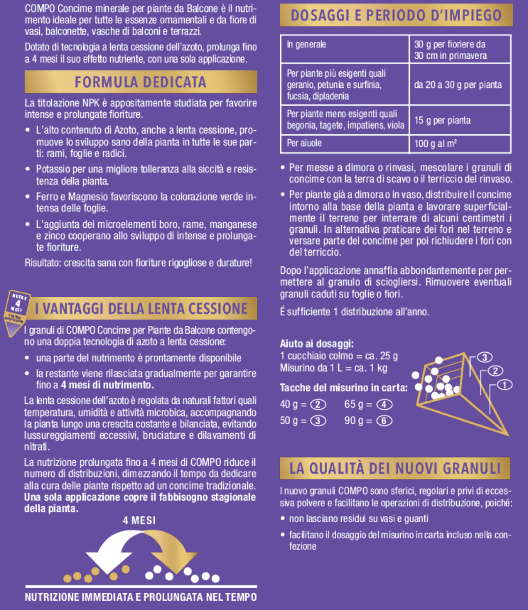Concime granulato COMPO per pianta fiorita per piante da balcone 0.85 kg - 2