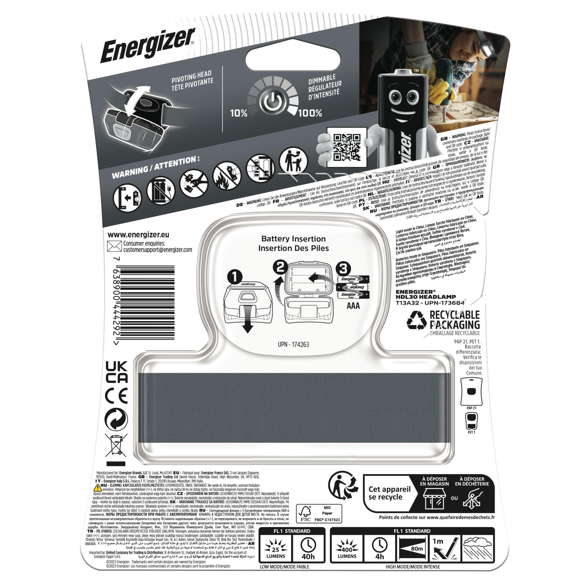 Linterna frontal ENERGIZER HDL30 400 lúmenes - 2