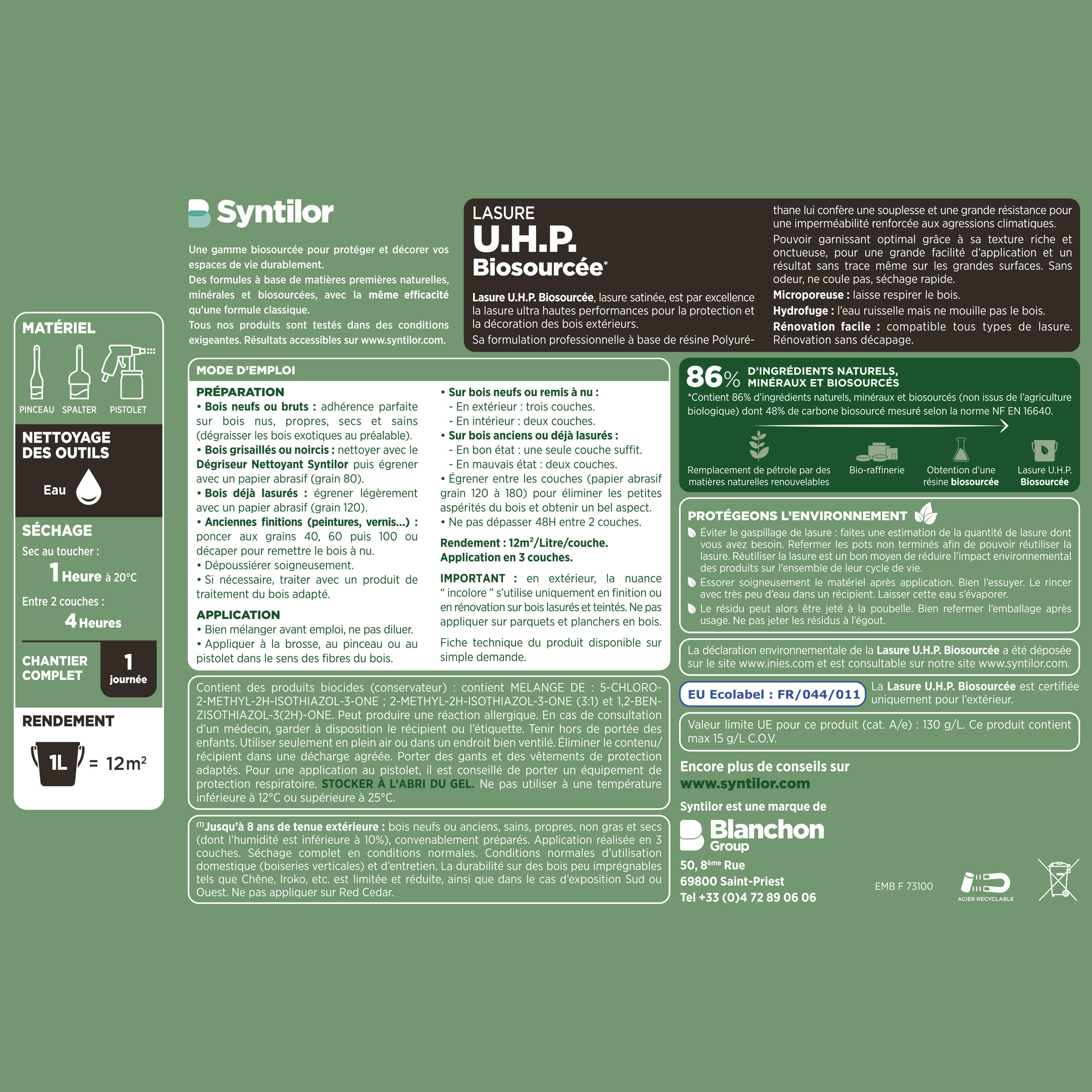 Lasure SYNTILOR U.h.p. 8 ans chêne moyen satiné 5 l - 6