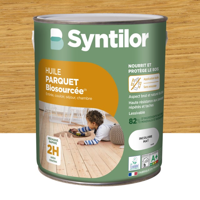 Huile bois intérieur parquet SYNTILOR, incolore Biosourcée mat, 2.5l