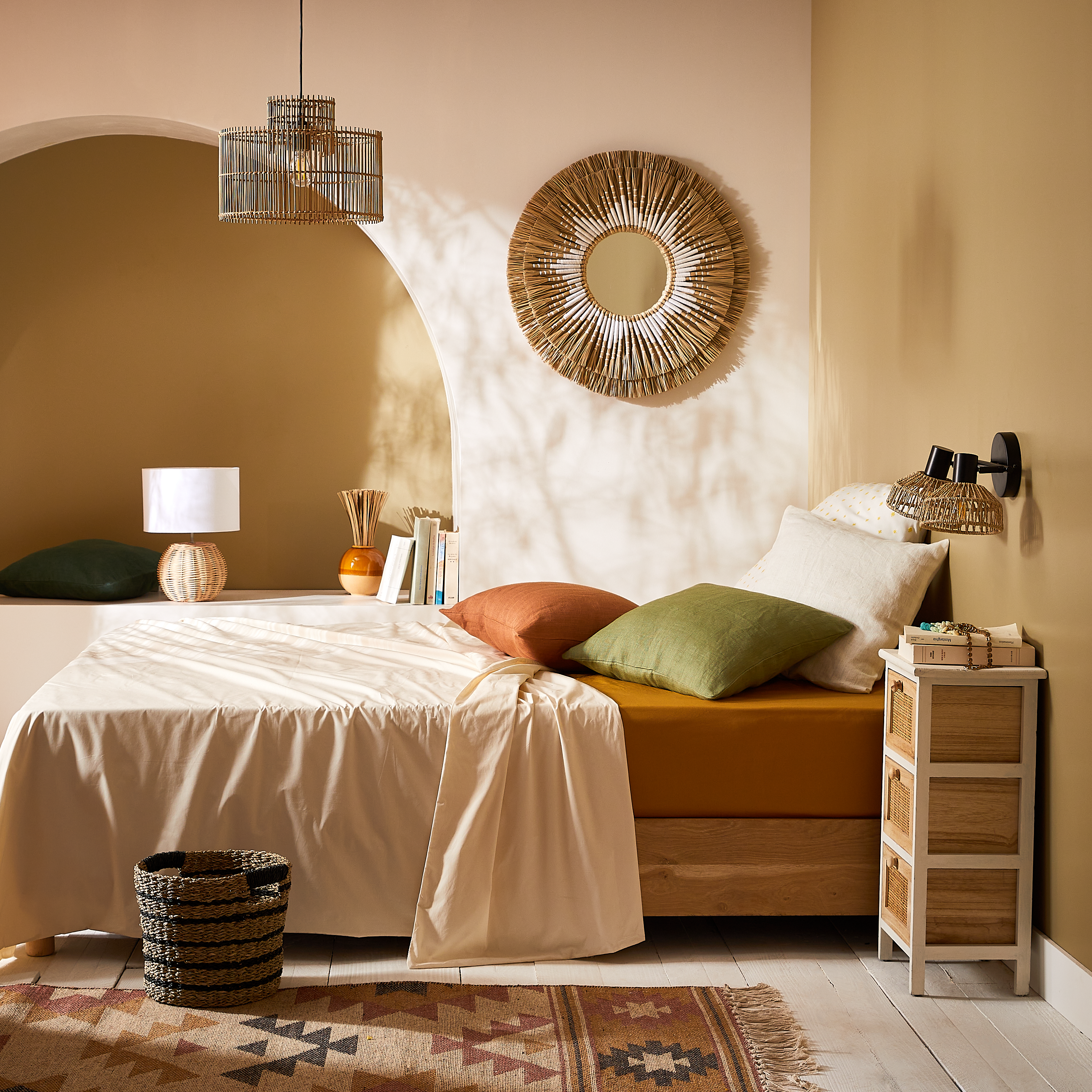 Lampa stołowa Cartu rattan biała E27 Inspire - 13