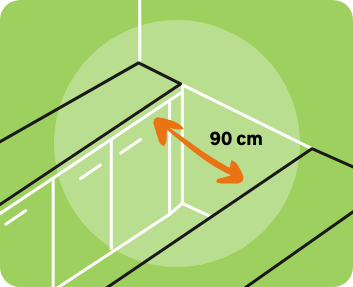 90 cm entre os móveis