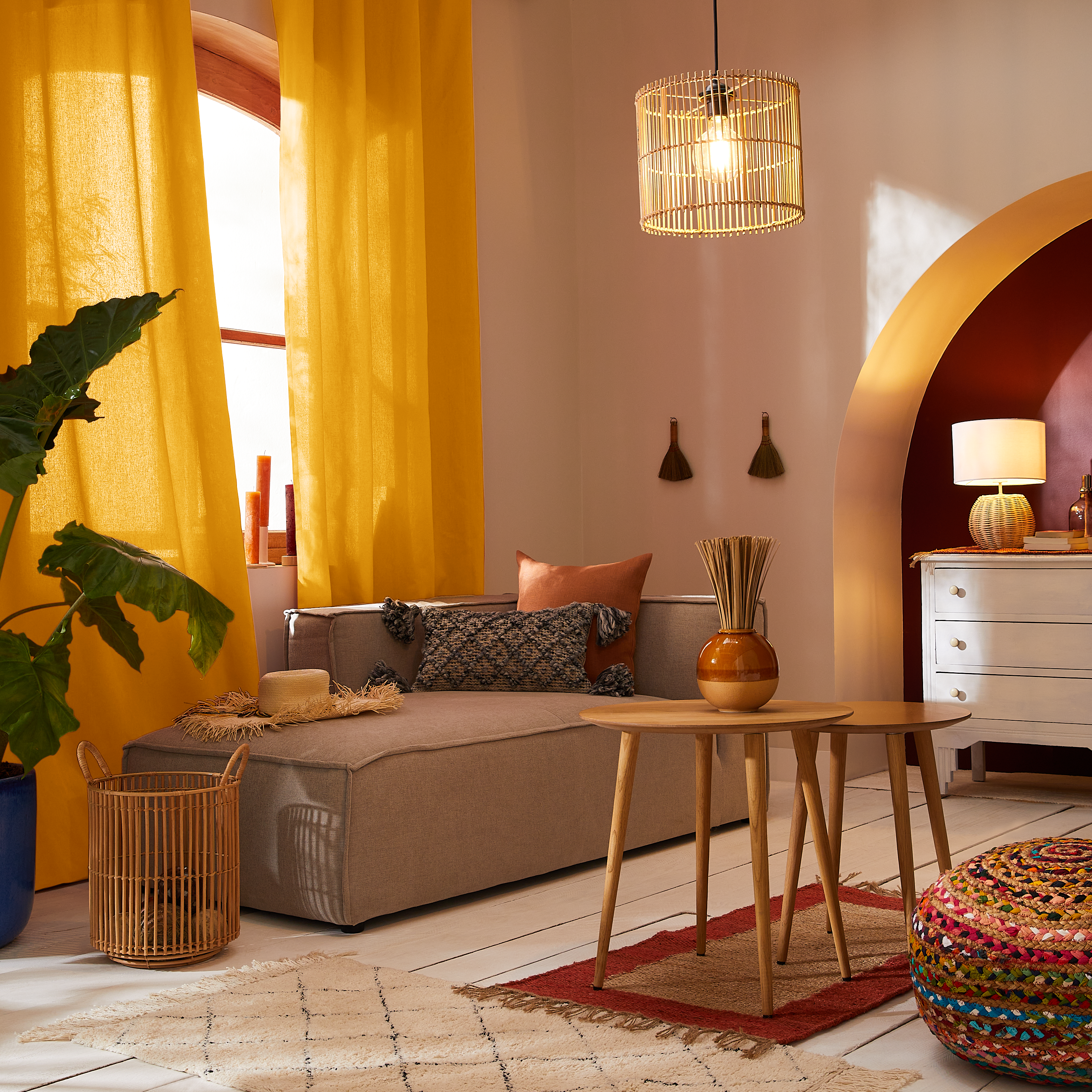 Scendiletto Baliko in juta, L 110 x L 60 cm, giallo/rosso - 10