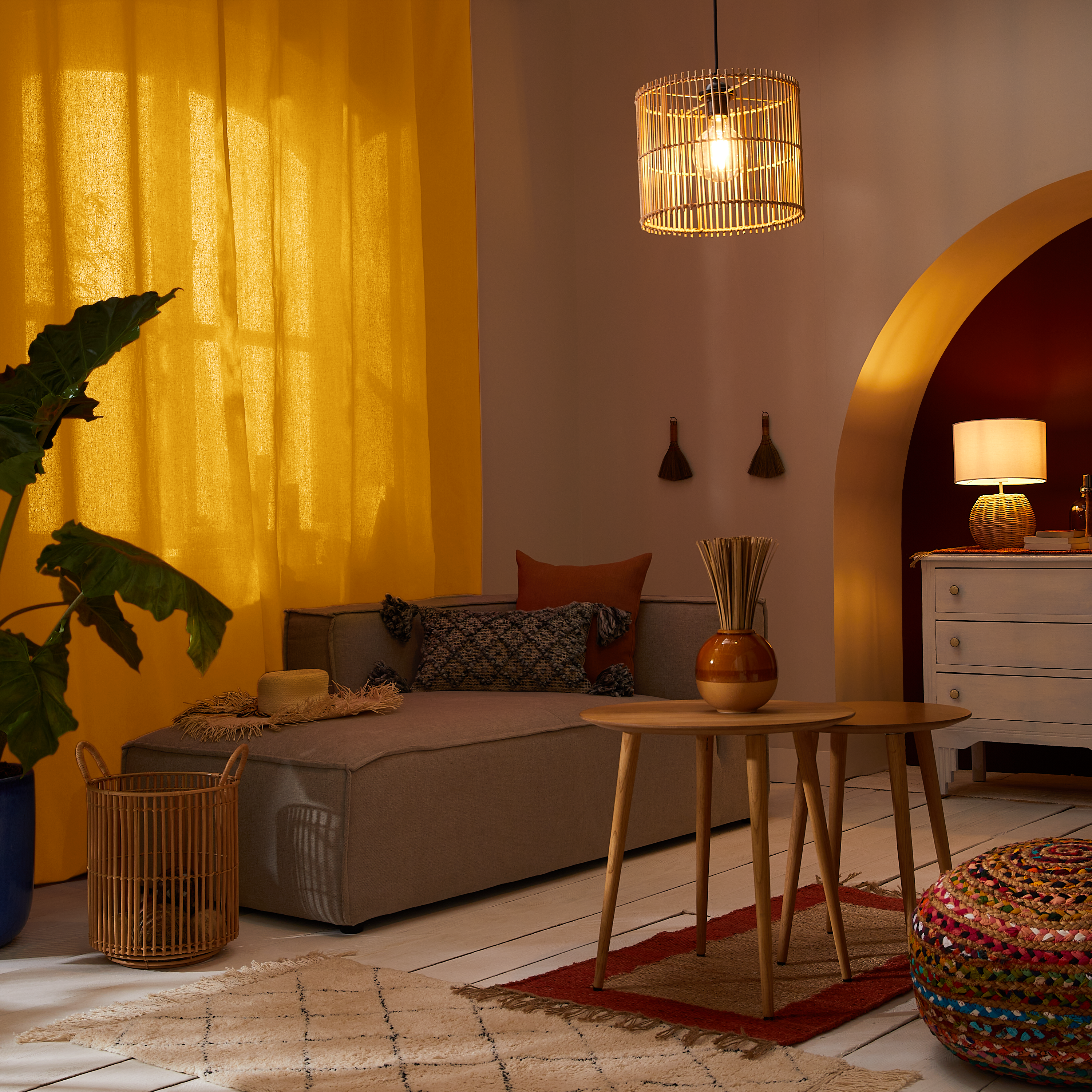 Scendiletto Baliko in juta, L 110 x L 60 cm, giallo/rosso - 9