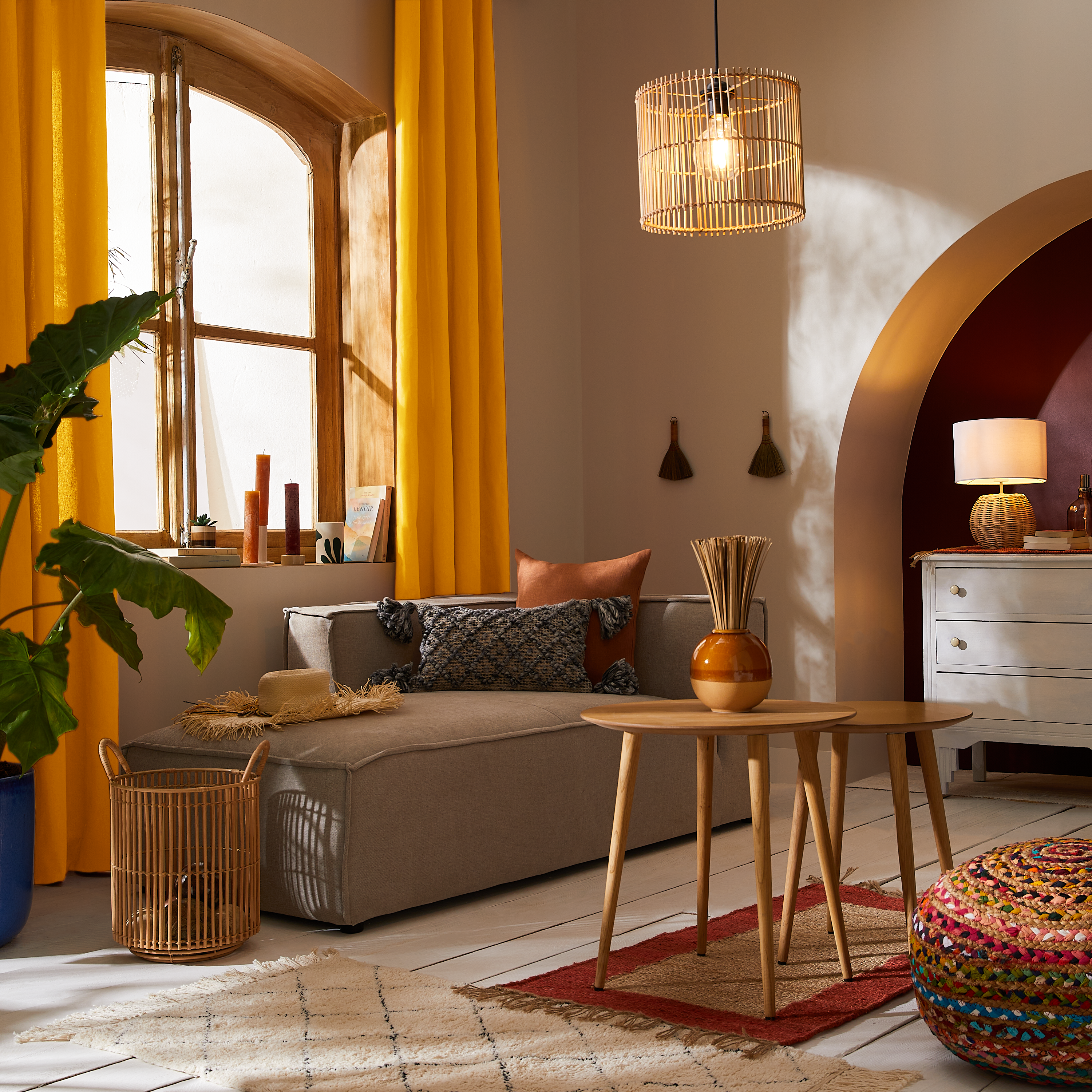 Scendiletto Baliko in juta, L 110 x L 60 cm, giallo/rosso - 8