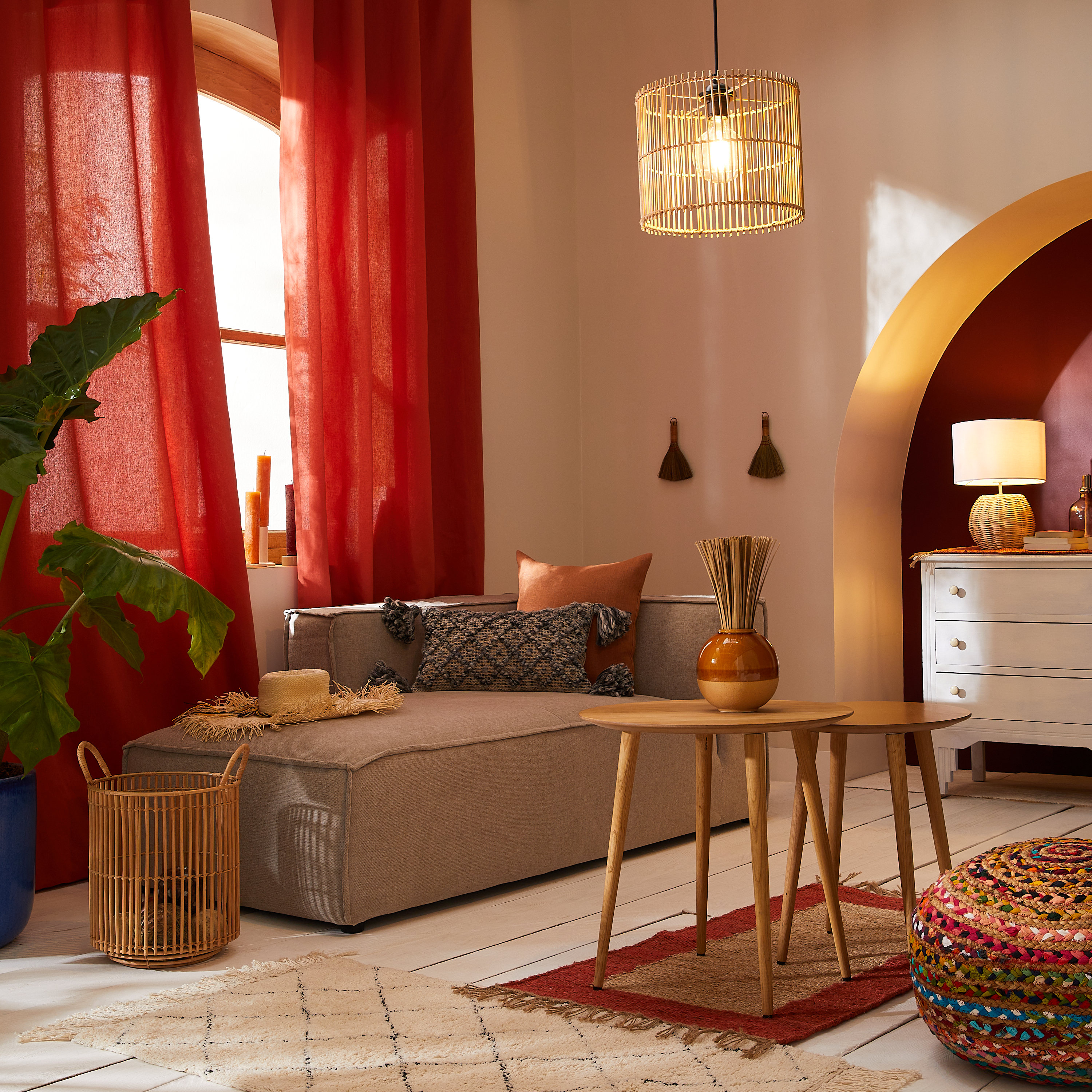 Scendiletto Baliko in juta, L 110 x L 60 cm, giallo/rosso - 7