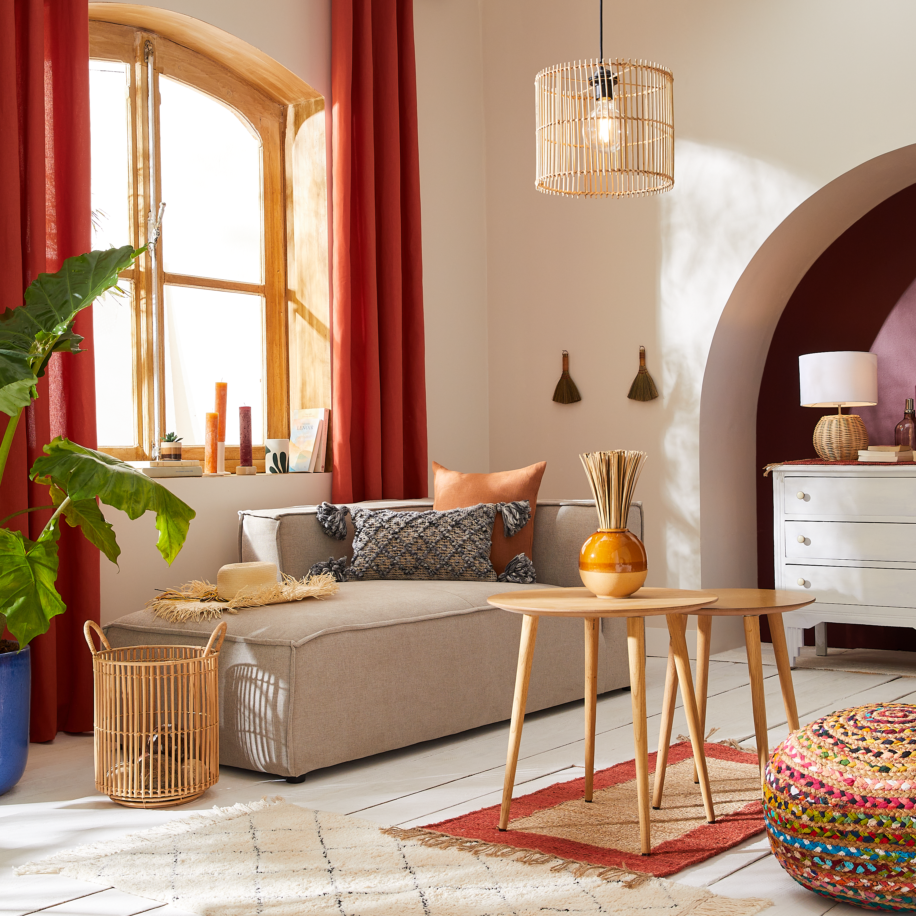 Scendiletto Baliko in juta, L 110 x L 60 cm, giallo/rosso - 6