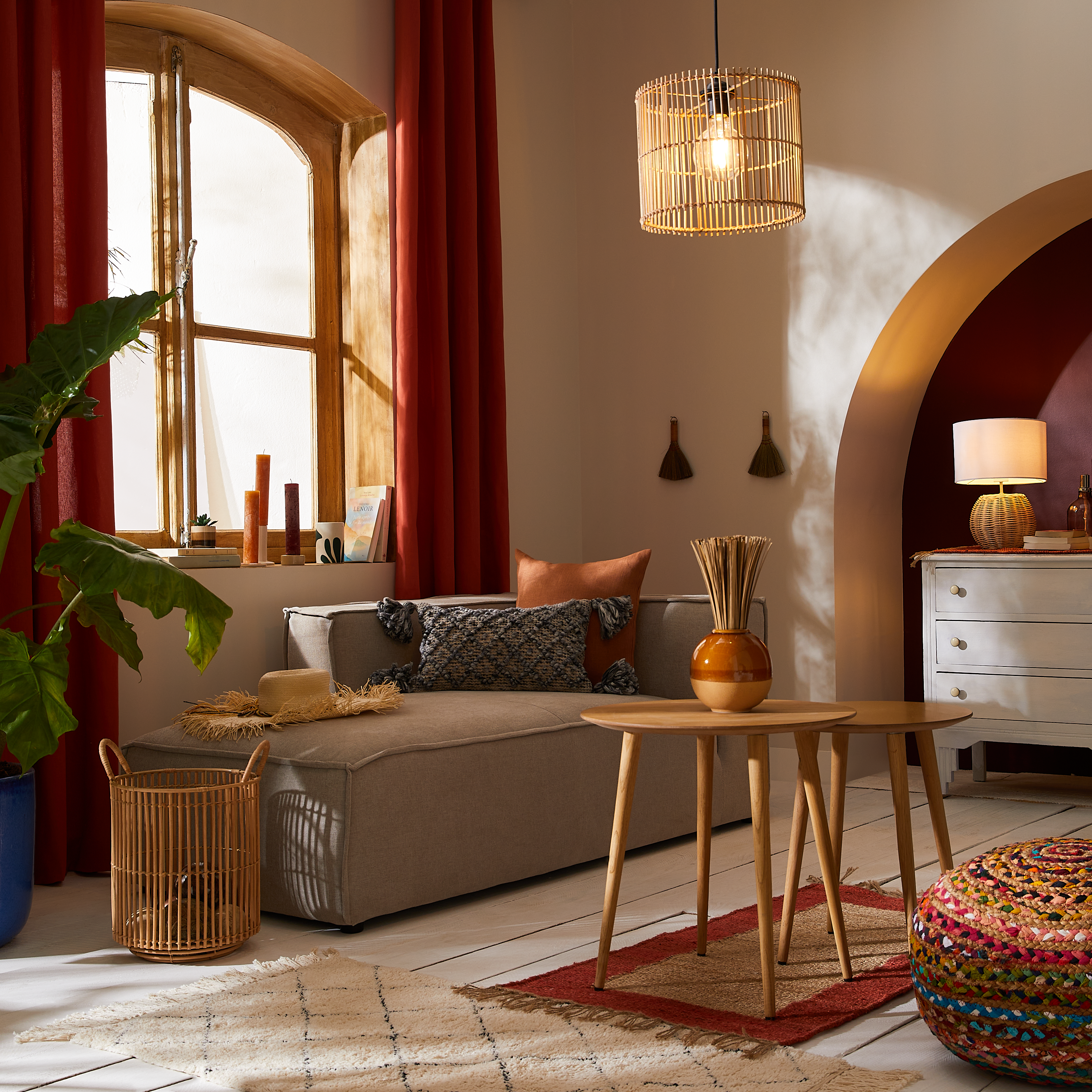 Scendiletto Baliko in juta, L 110 x L 60 cm, giallo/rosso - 5