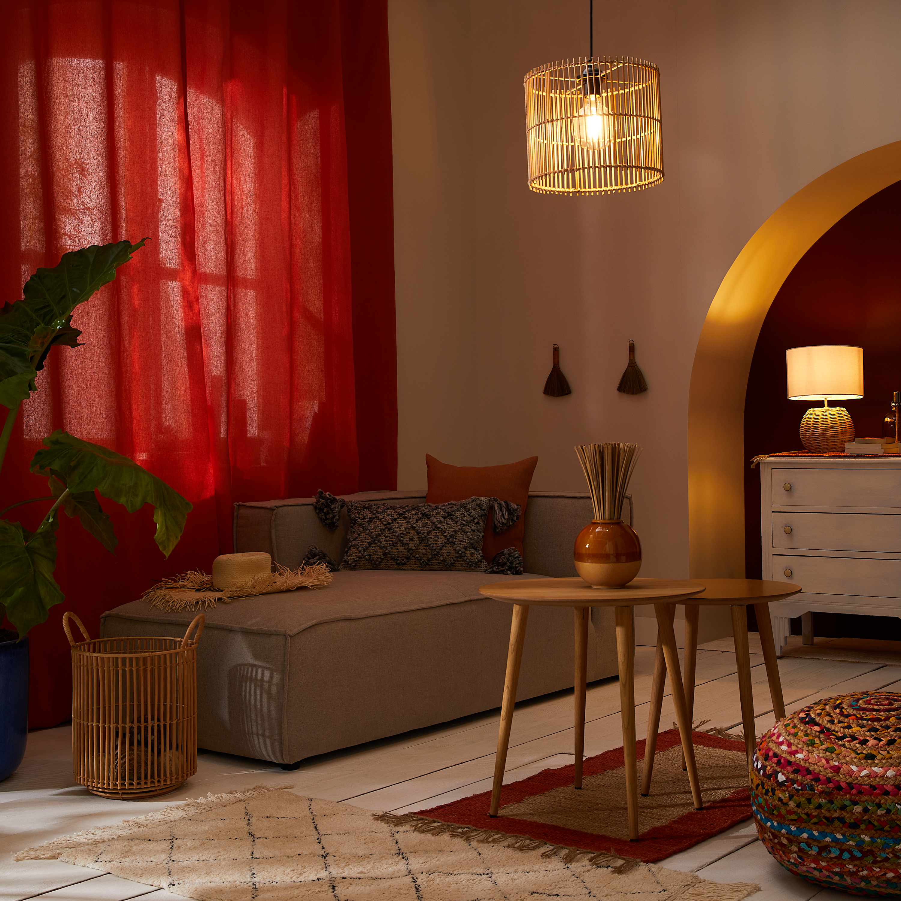 Scendiletto Baliko in juta, L 110 x L 60 cm, giallo/rosso - 4