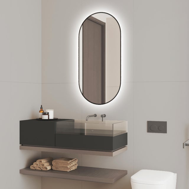Espejo de baño con luz LED funcional SELLA negro, 100cm