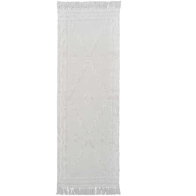 Alfombra pasillera algodón Kabala 70x200cm pelo corto INSPIRE kilim blanco lavable en lavadora
