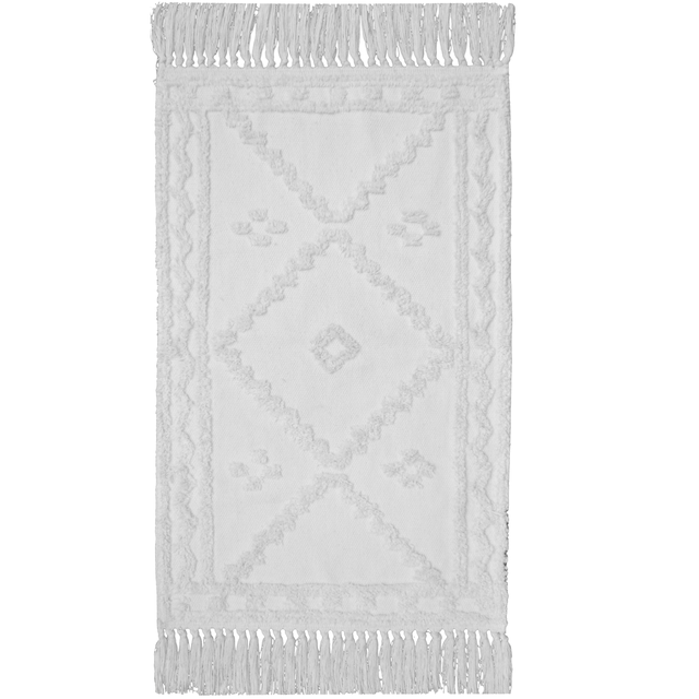 Alfombra pie de cama algodón Kabala 50x80cm pelo corto INSPIRE kilim blanco lavable en lavadora