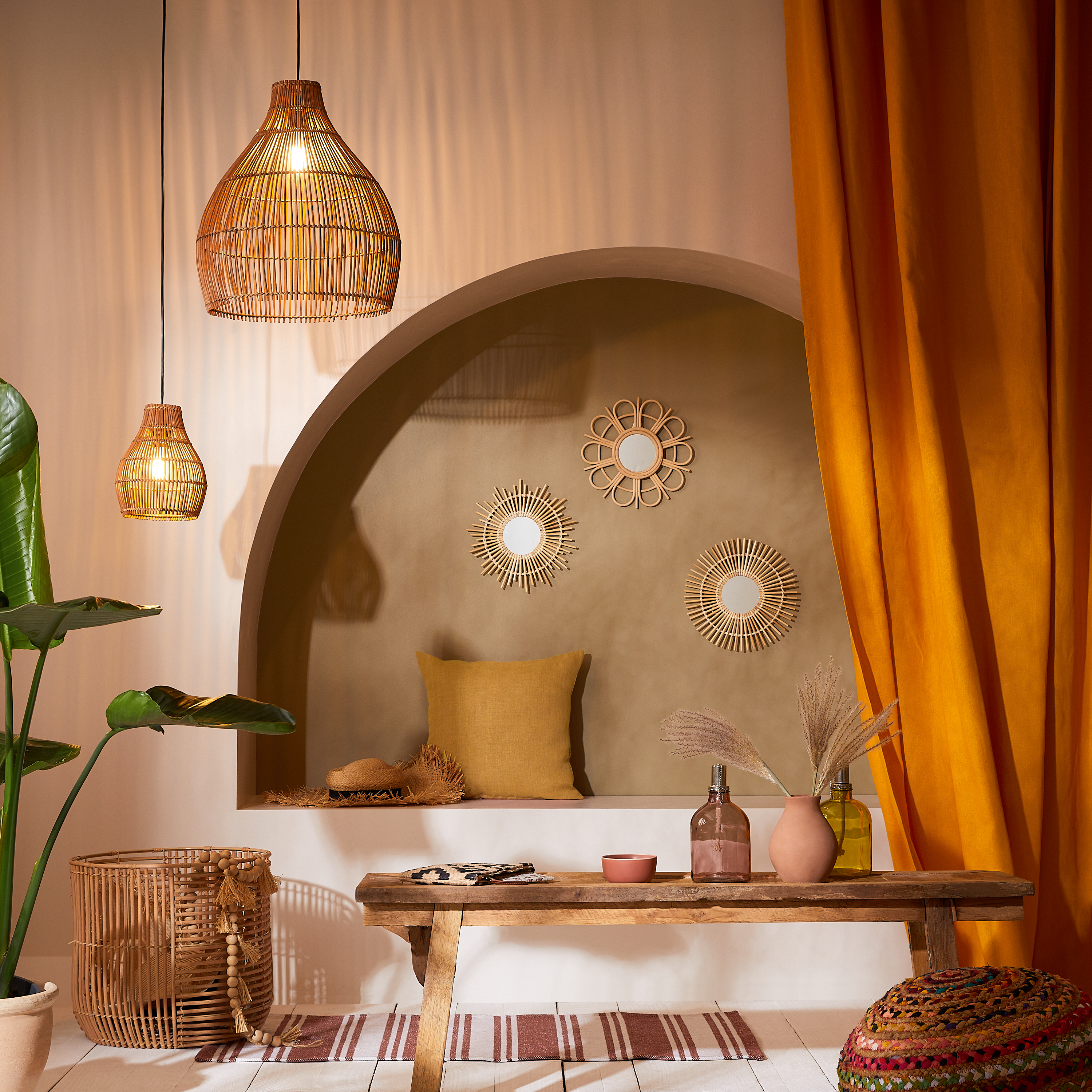 Lampa wisząca Elongo rattan E27 Inspire - 6