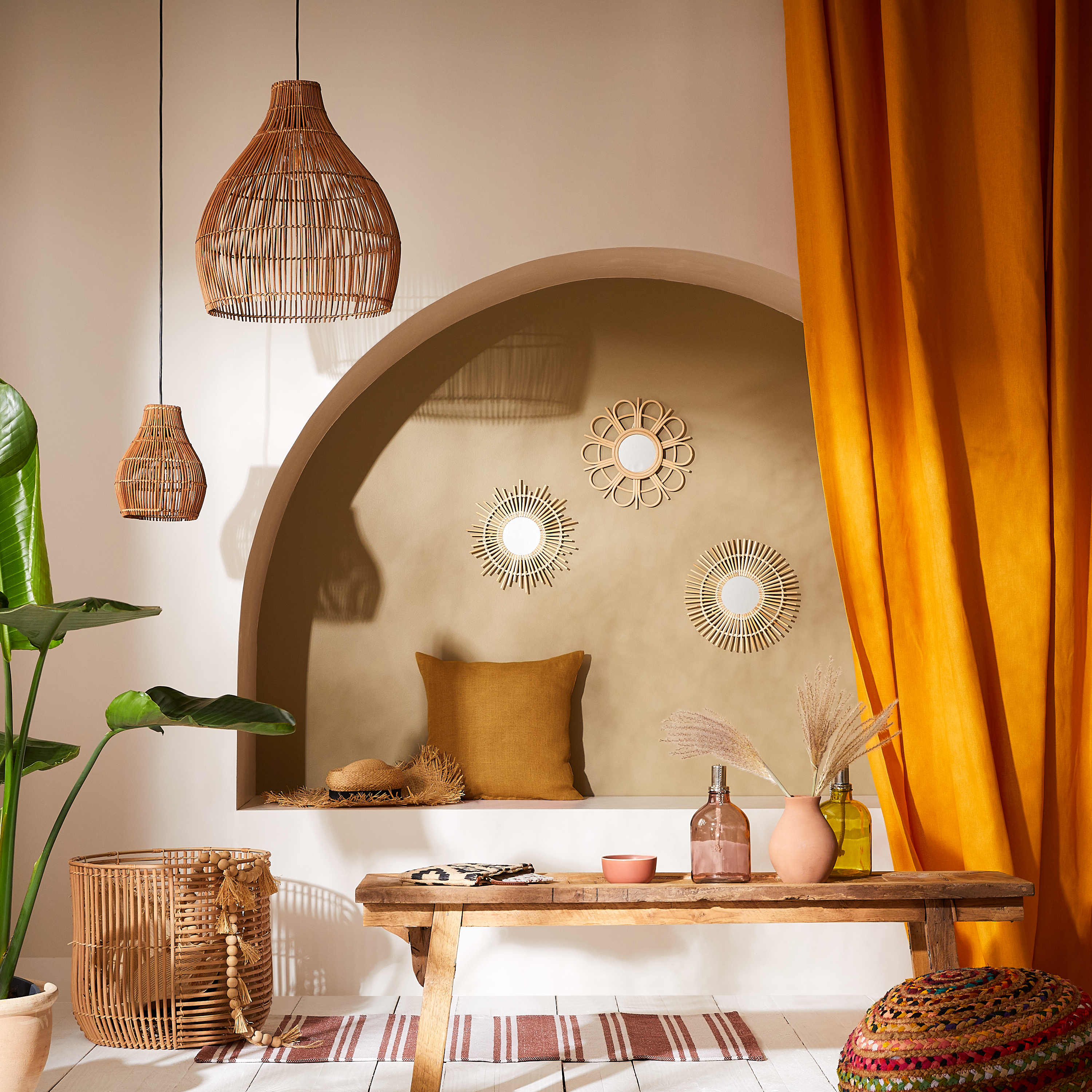 Specchio SET 3 MIRRORS BAMBOO INSPIRE tondo in bambù beige Ø 30 cm INSPIRE - 6