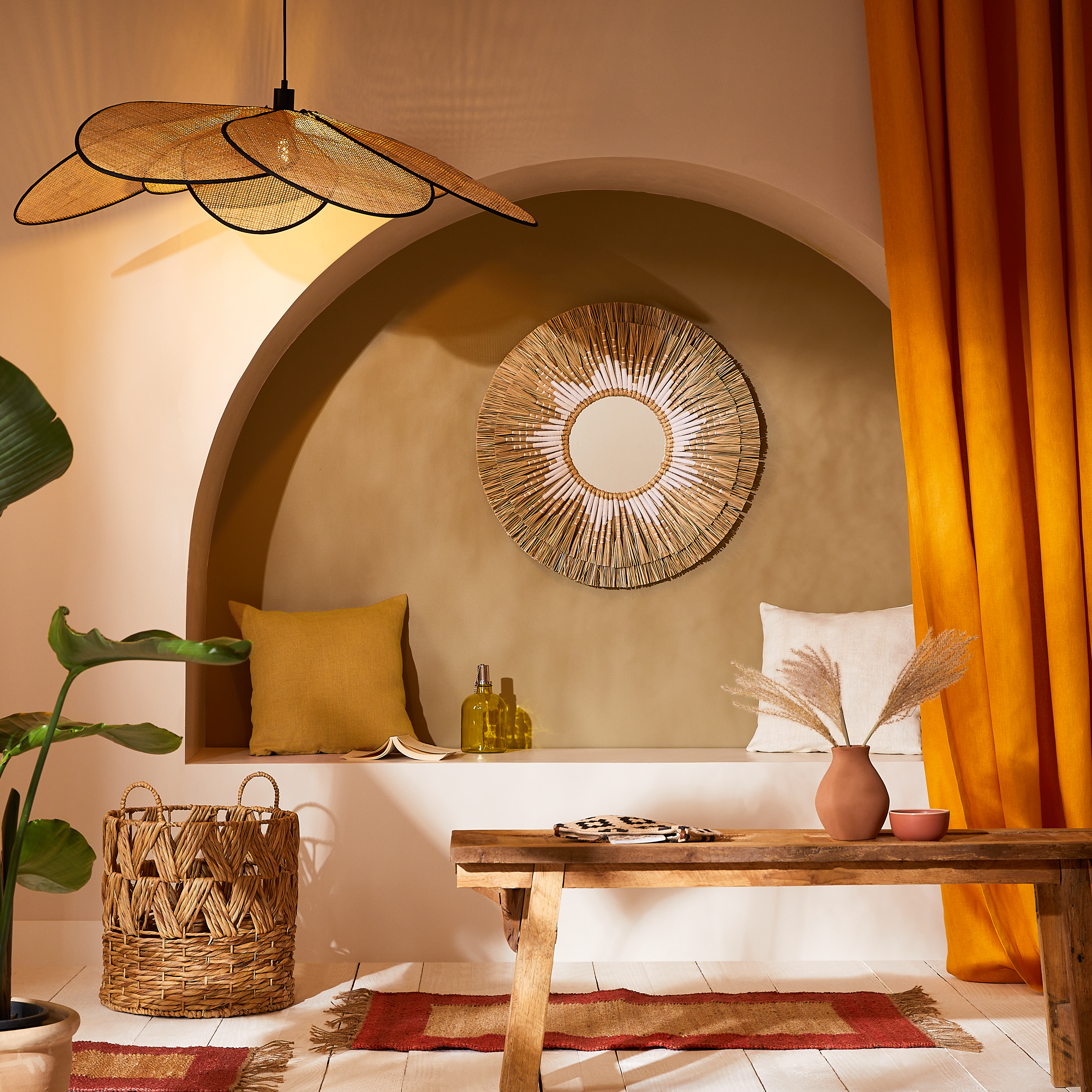 Lámpara de techo colgante beige 1 luz E27 Bamako INSPIRE 110 cm orientable - 24