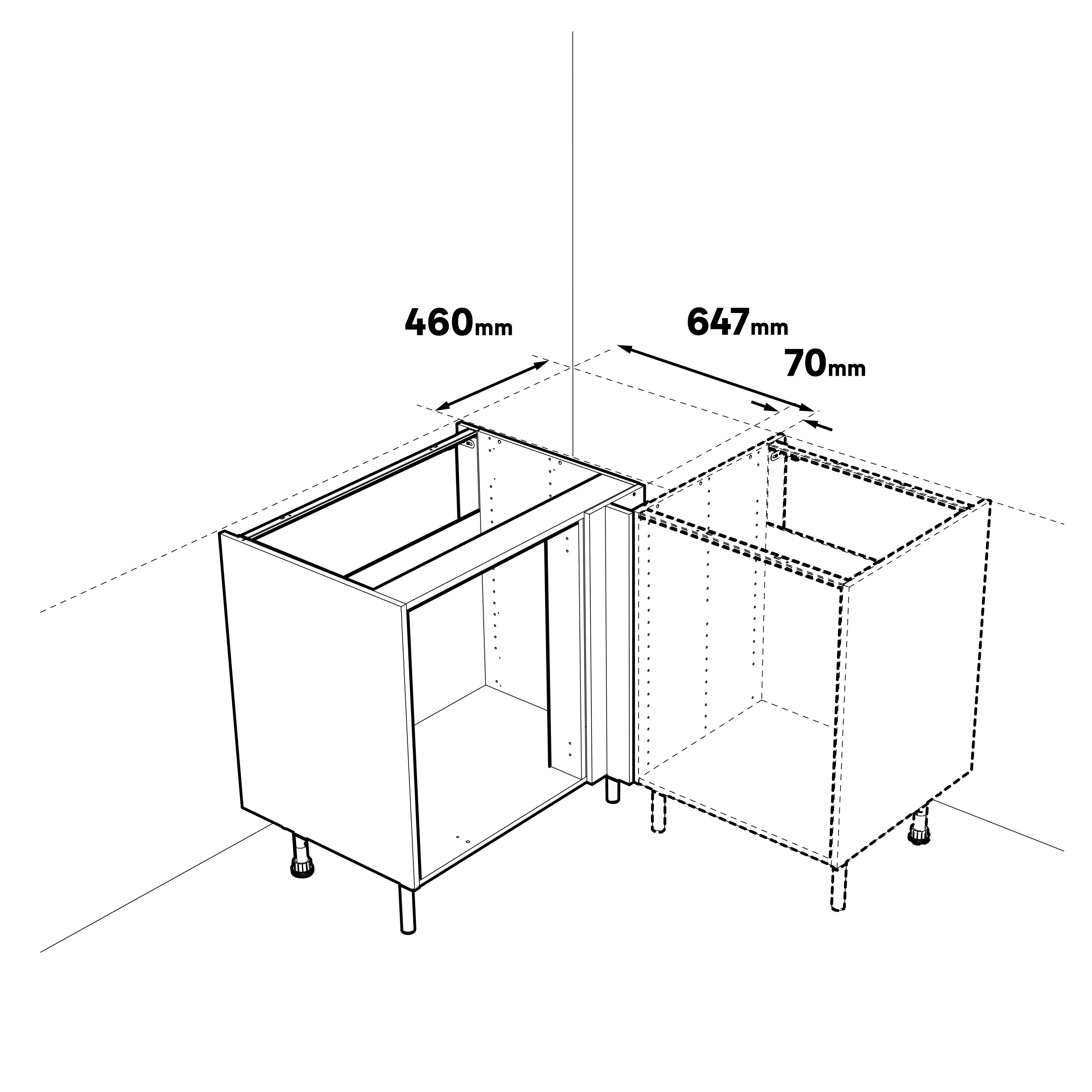Mueble bajo de rincon de cocina Eleki Gris 1 puerta H 87.1 x L 60 cm - 7