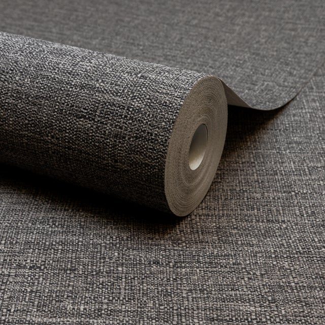Papier peint intissé Aspect paille INSPIRE gris khol 2
