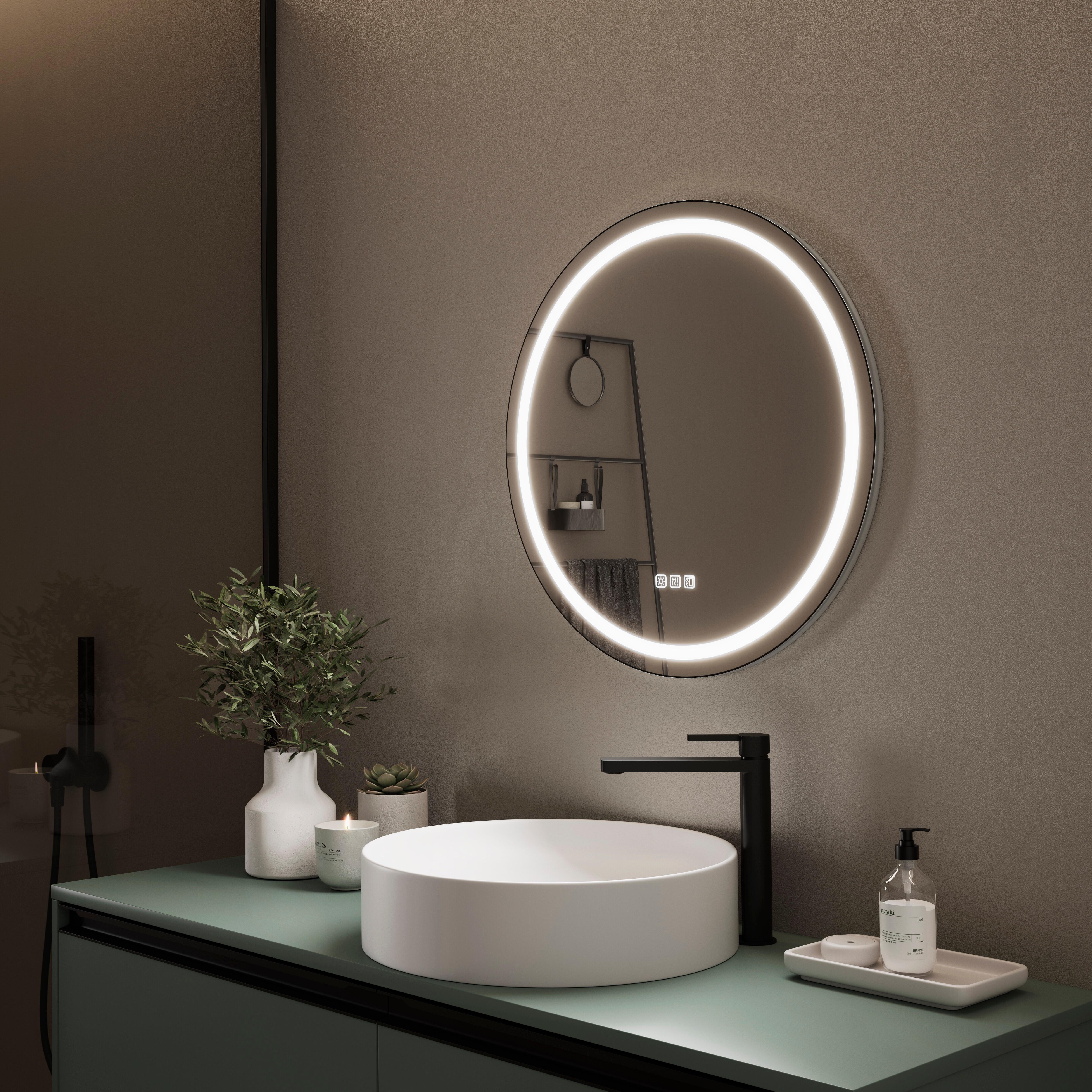 Espejo de baño con luz led slim antivaho, táctil altavoz, bluetooth 80x80 cm