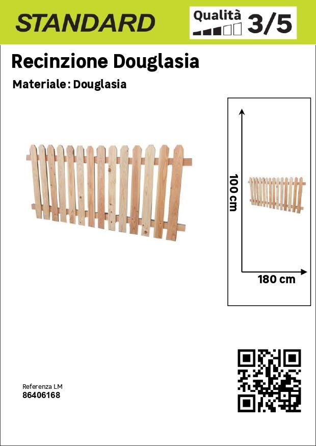 Staccionata DOUGLASIA in legno naturale L 180 x H 100 cm - 2