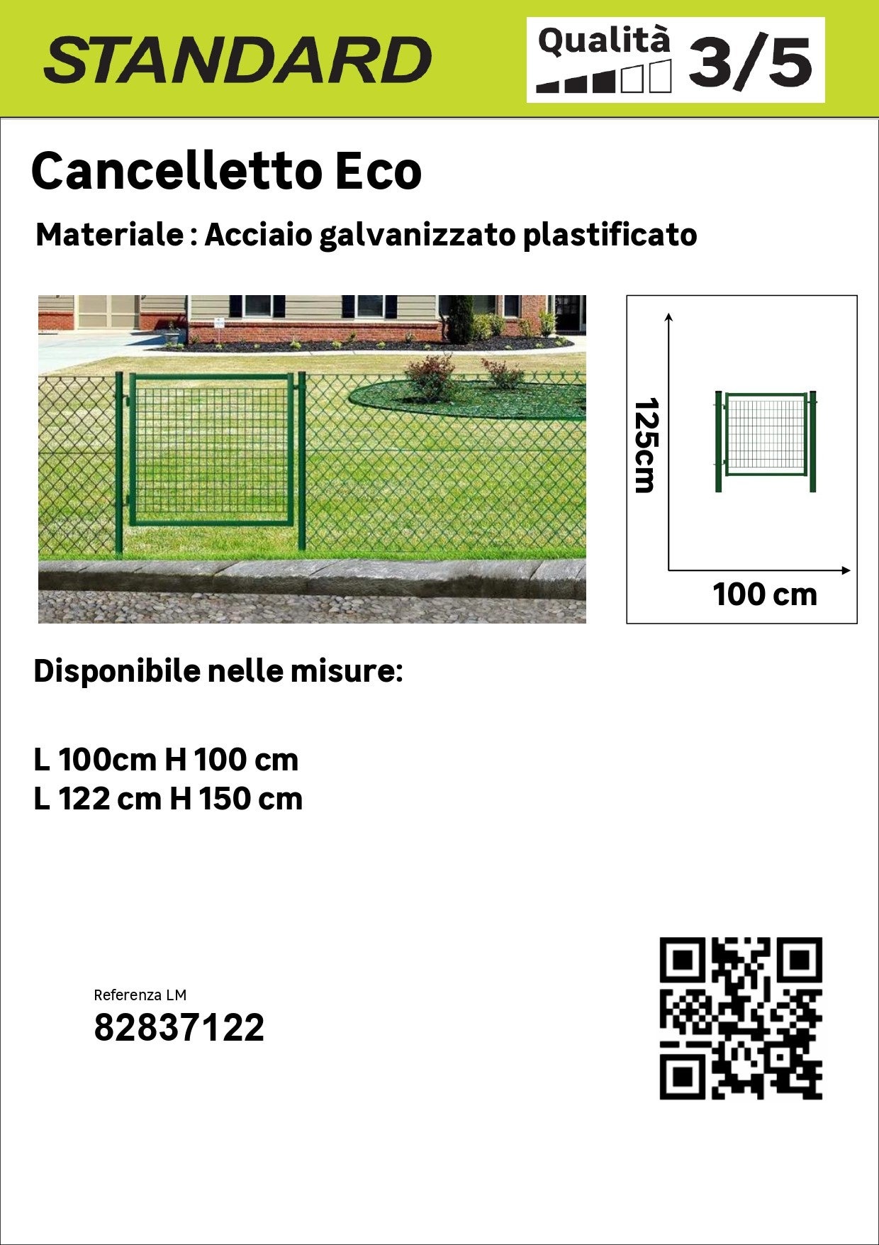 Cancelletto FERRO BULLONI Economy in acciaio verde H 125 x L 100 cm - 3