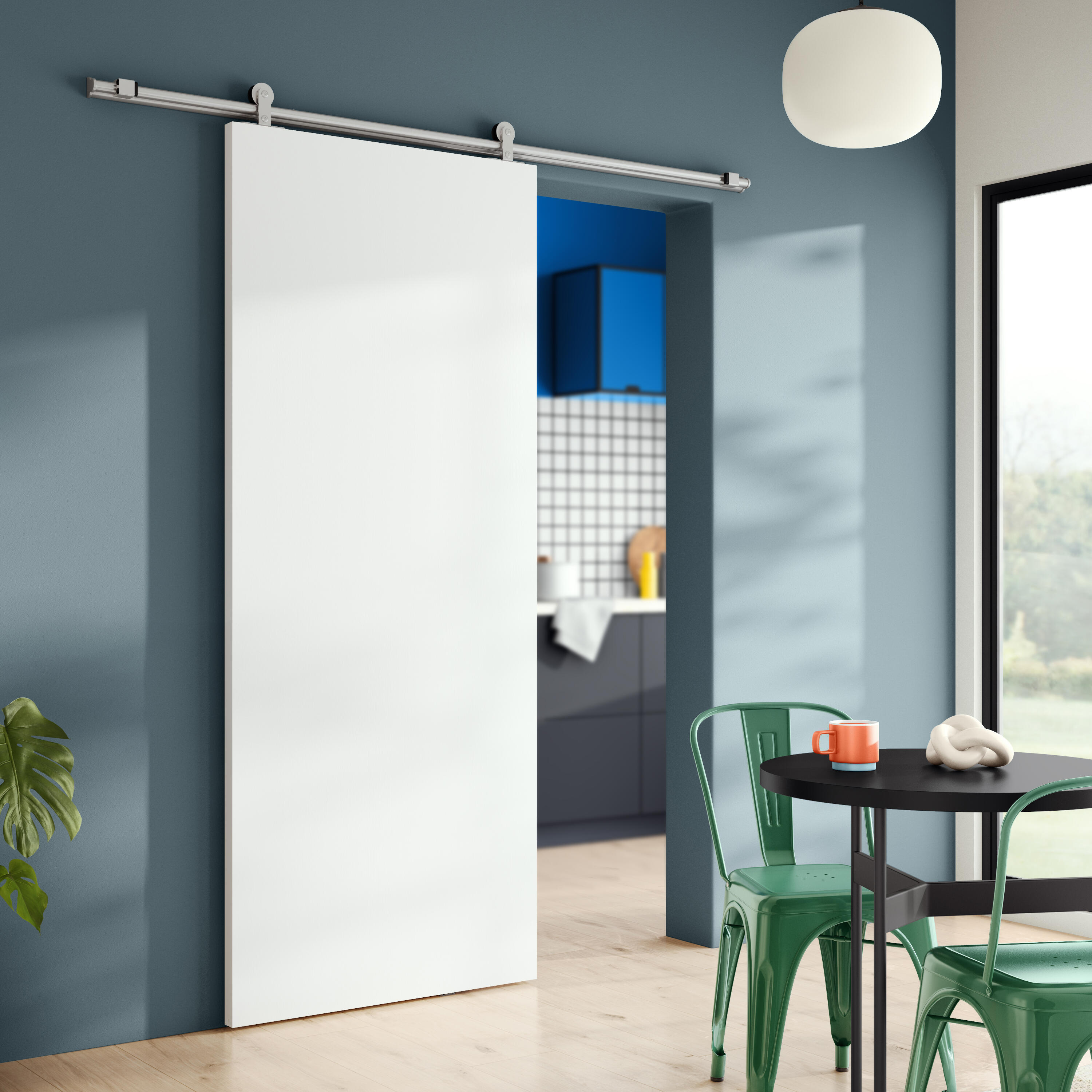 Guía puerta corredera aluminio Loft gris fijación pared 186cm Artens - 4
