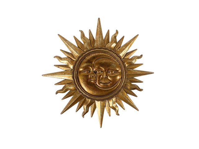Objet décoratif sans cadre Soleil-Lune, doré EMDE