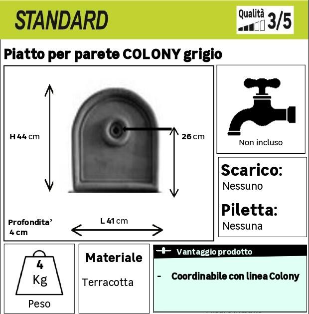 Fontana a parete in terracotta H 46 cm, 44 x 3.5 cm - 2