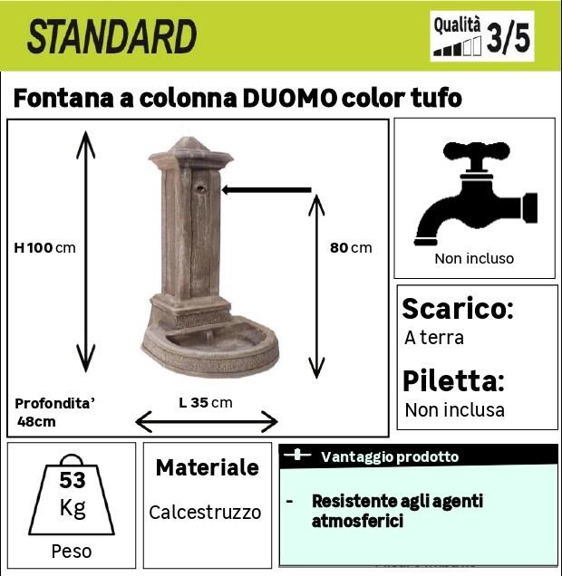 Fontana a colonna DUOMO in cemento H 100 cm, 35 x 48 cm - 2