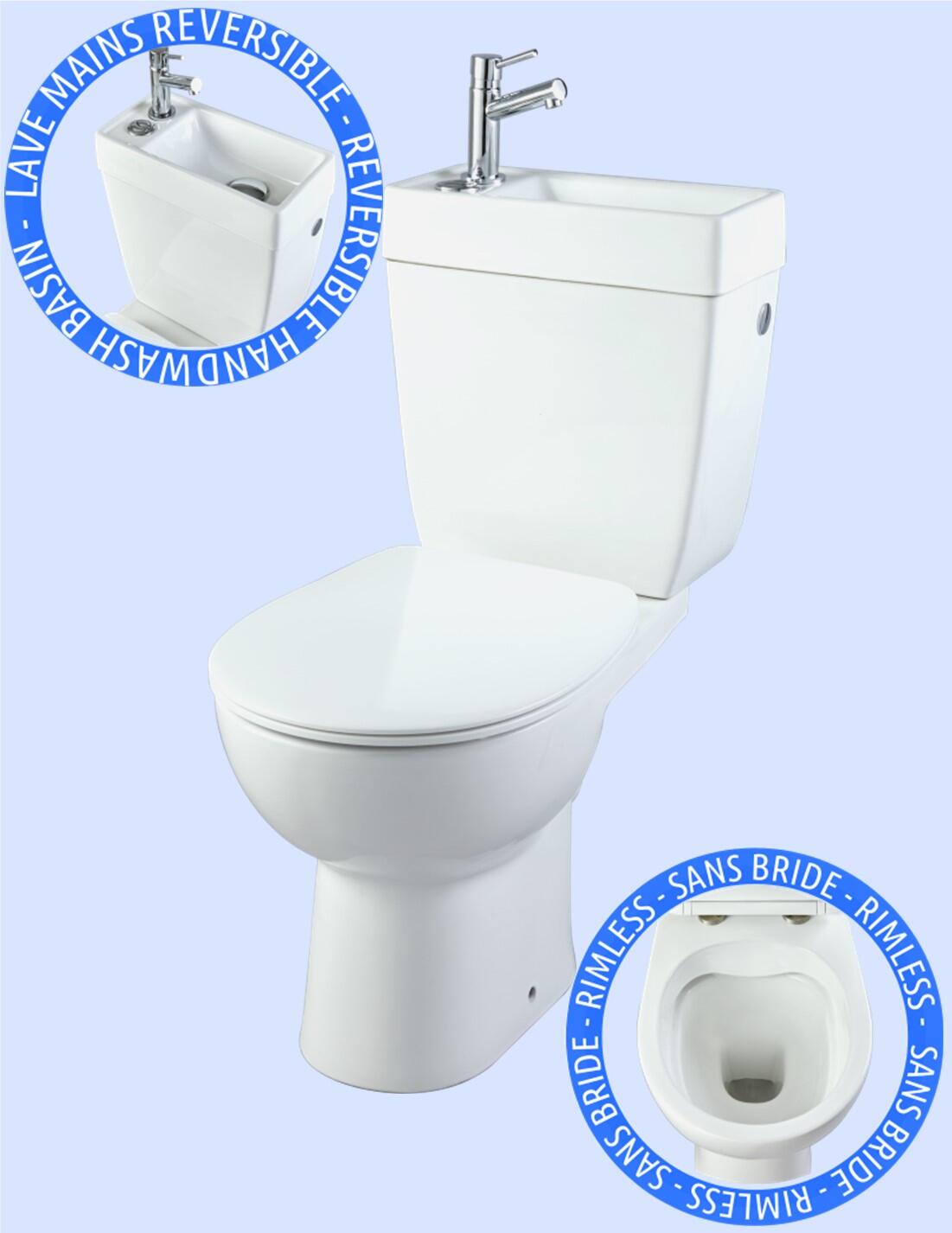 Pack WC à poser sortie horizontal, sans bride (sans rebord) Manille, GODART - 2