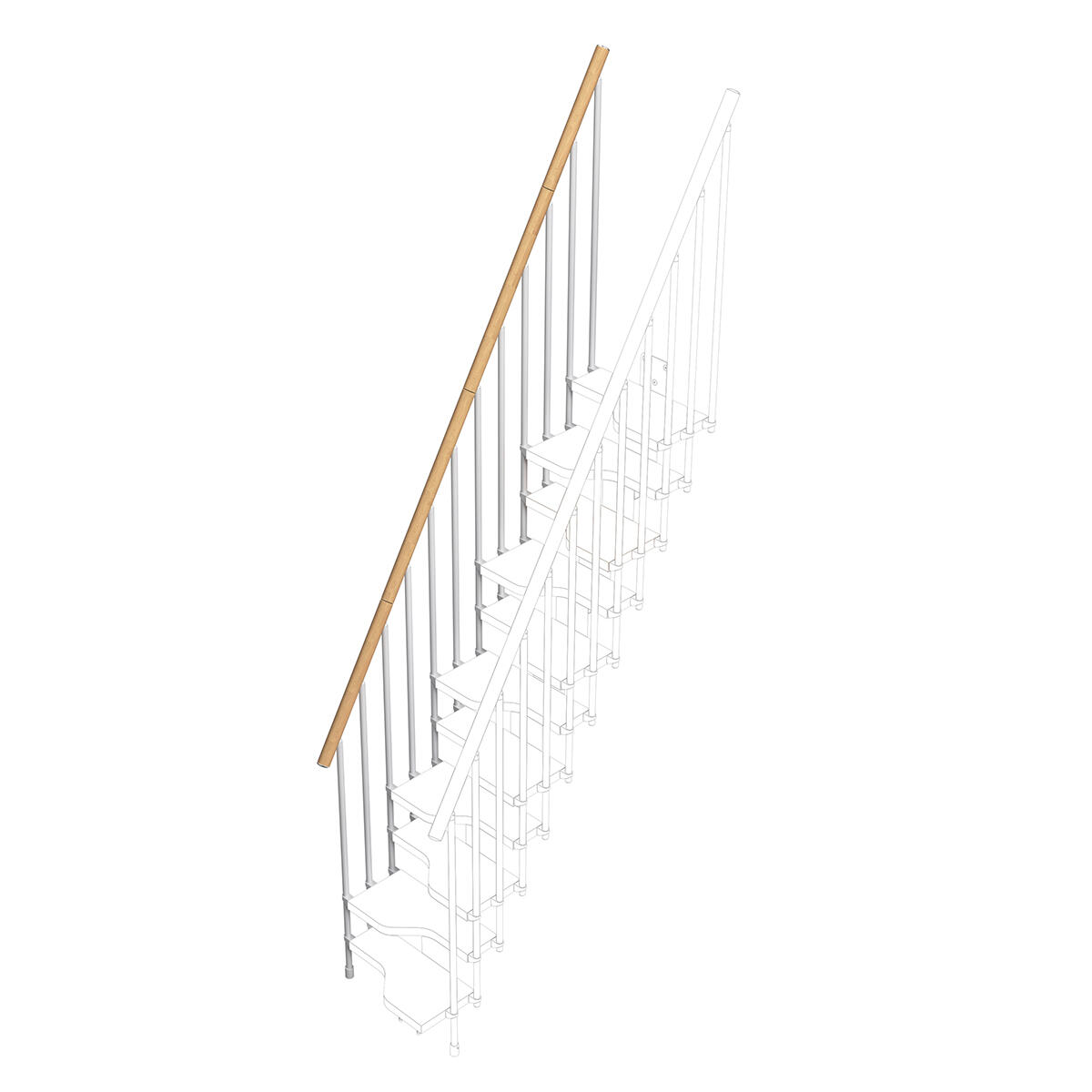 Balaustra in kit IRIS Bria 11GR in acciaio argento, corrimano in legno faggio, L 120 cm fissaggio a parete - 2