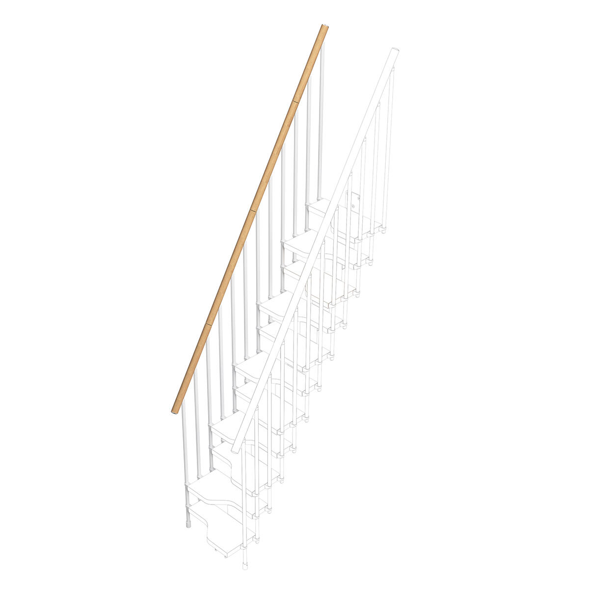 Balaustra in kit IRIS Bria 11GR in acciaio bianco, corrimano in legno faggio, L 120 cm fissaggio a parete - 2