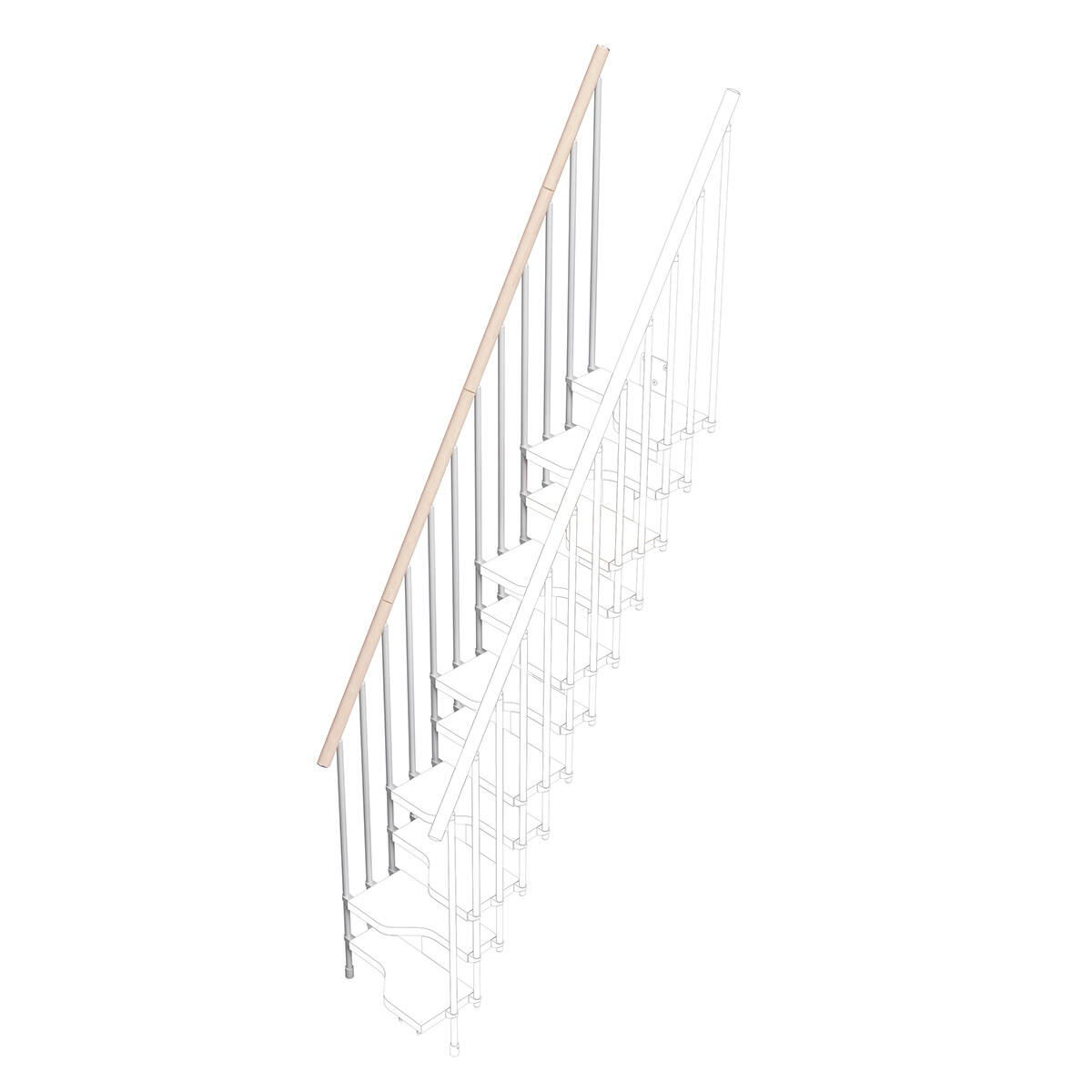 Balaustra in kit IRIS Bria 11GR in acciaio grigio, corrimano in legno bianco, L 120 cm fissaggio a parete - 2