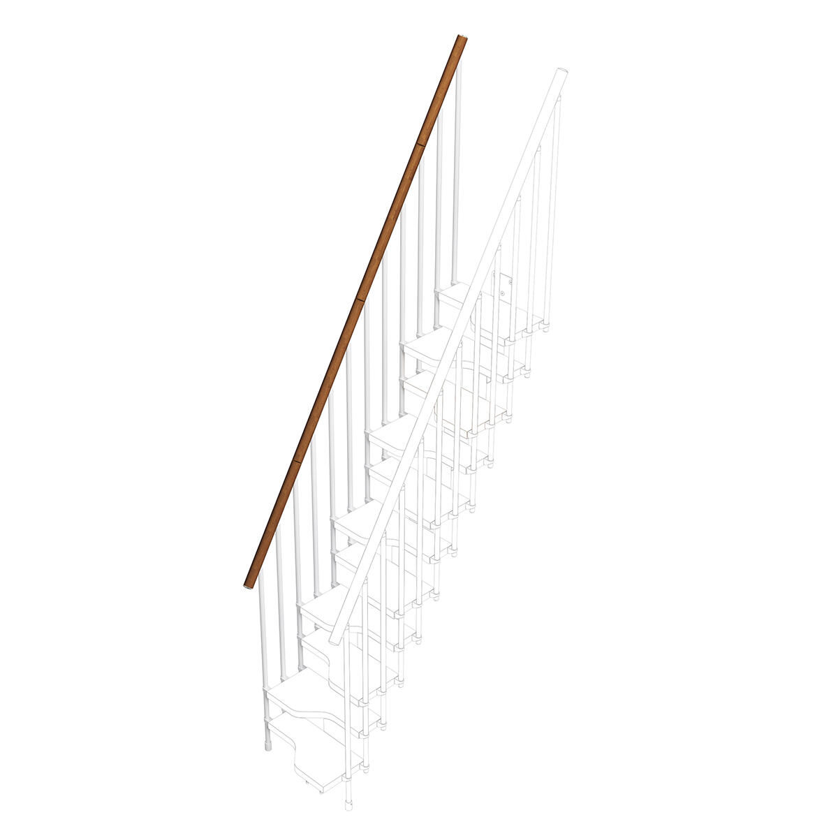Balaustra in kit IRIS Bria 11GR in legno bianco, corrimano in legno noce, L 120 cm fissaggio a parete - 2