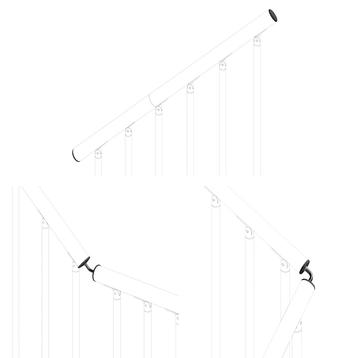 Kit de fijación para pasamanos de acero color negro