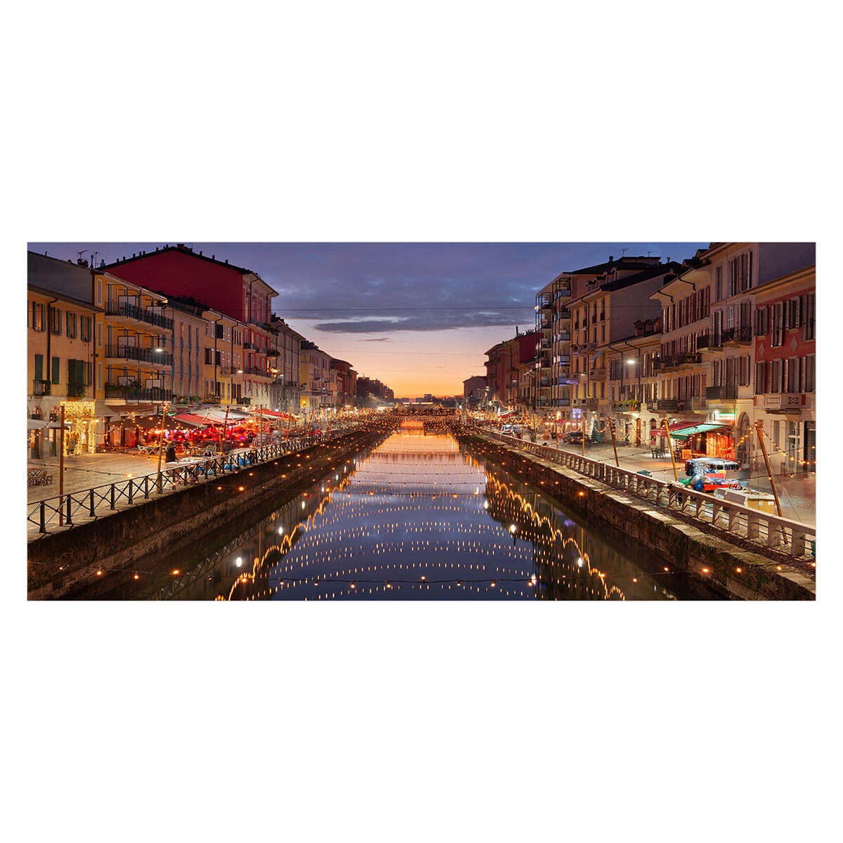 Quadro su tela Milano naviglio twilight, multicolore 143 x 65 cm - 5