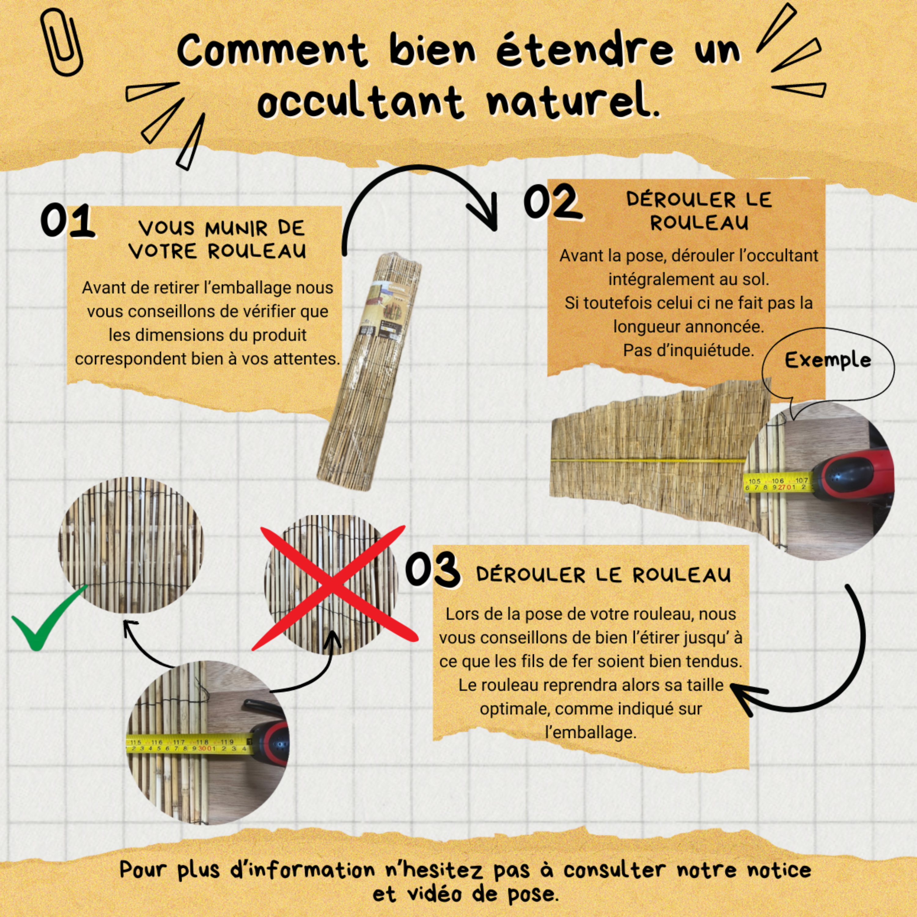Canisse osier Premium brun Idéal Garden H.1 x L.3 m, occultation moyenne - 5