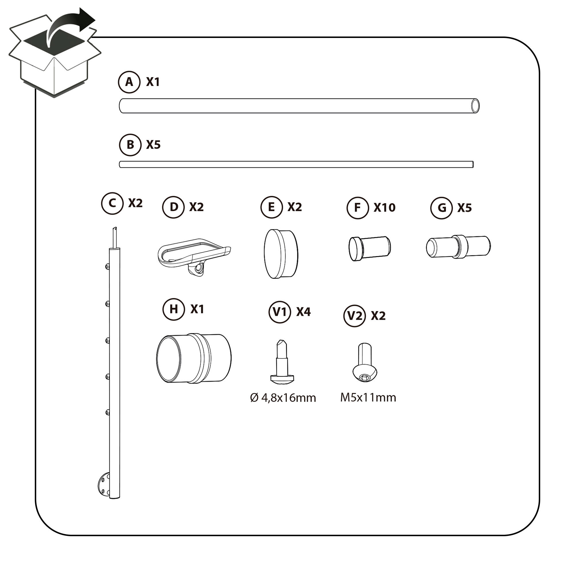 Guardacorpo 2M de fixação lateral Artens de inox - 14