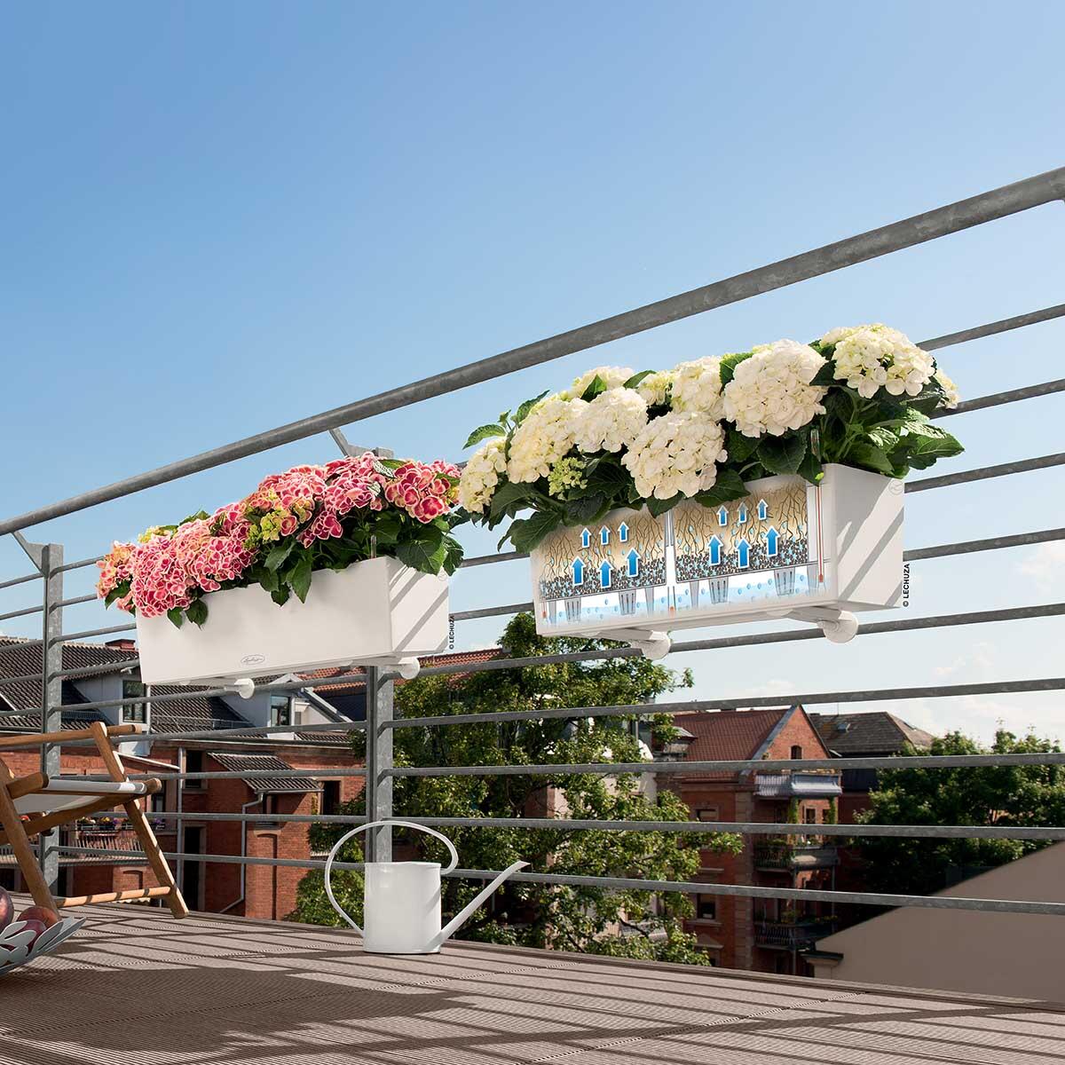 Vaso da fiori con riserva d'acqua Balconera Color 80, 12 lt bianco rettangolare L 19 x H 19 cm - 3